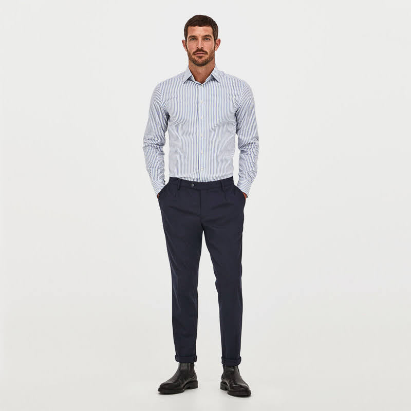 Camisa Azul Rayas Hombre H.L.