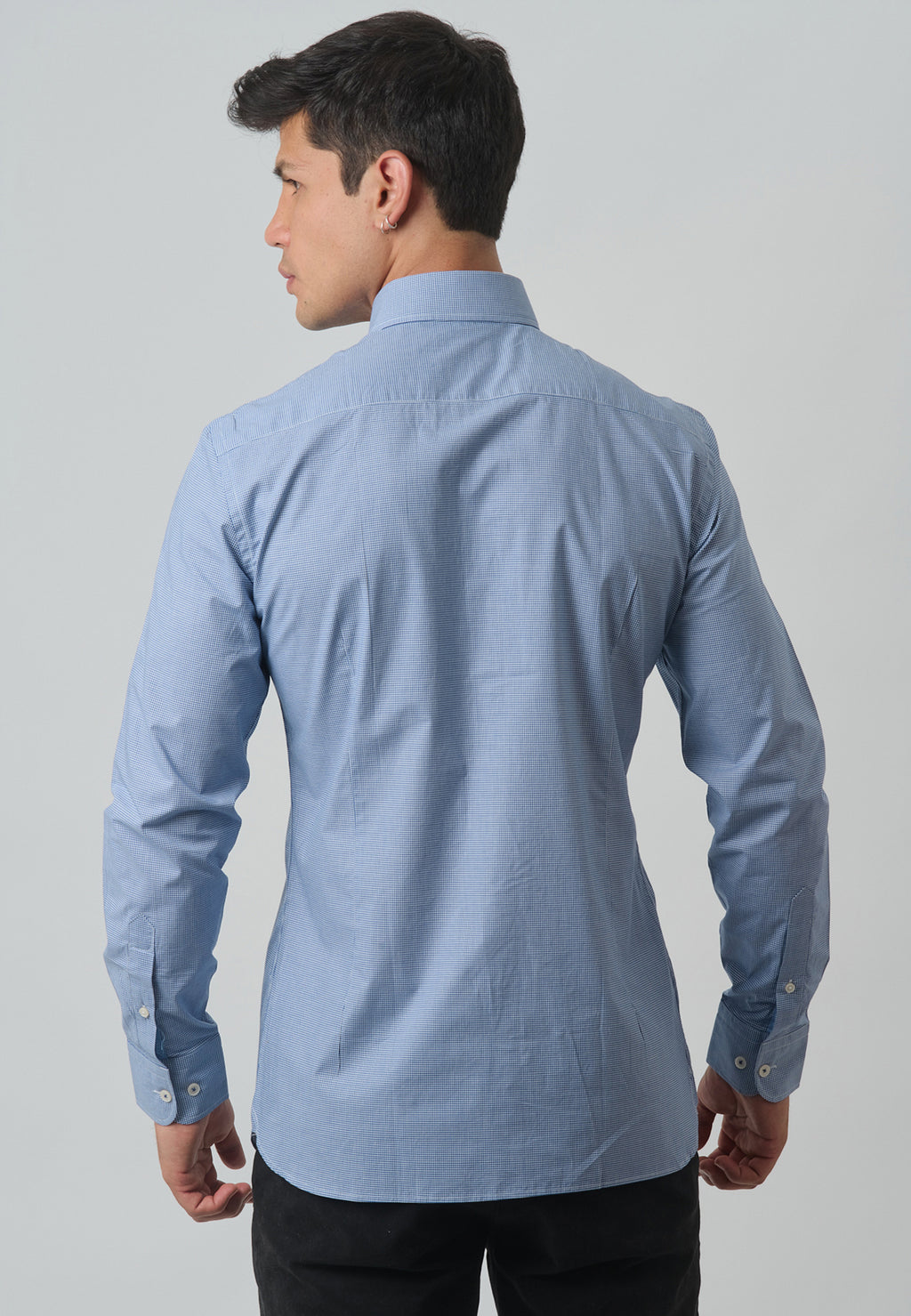 CAMISA HACKETT BLANCO/AZUL CUAD 100%ALGODON (HM309375-8AS)