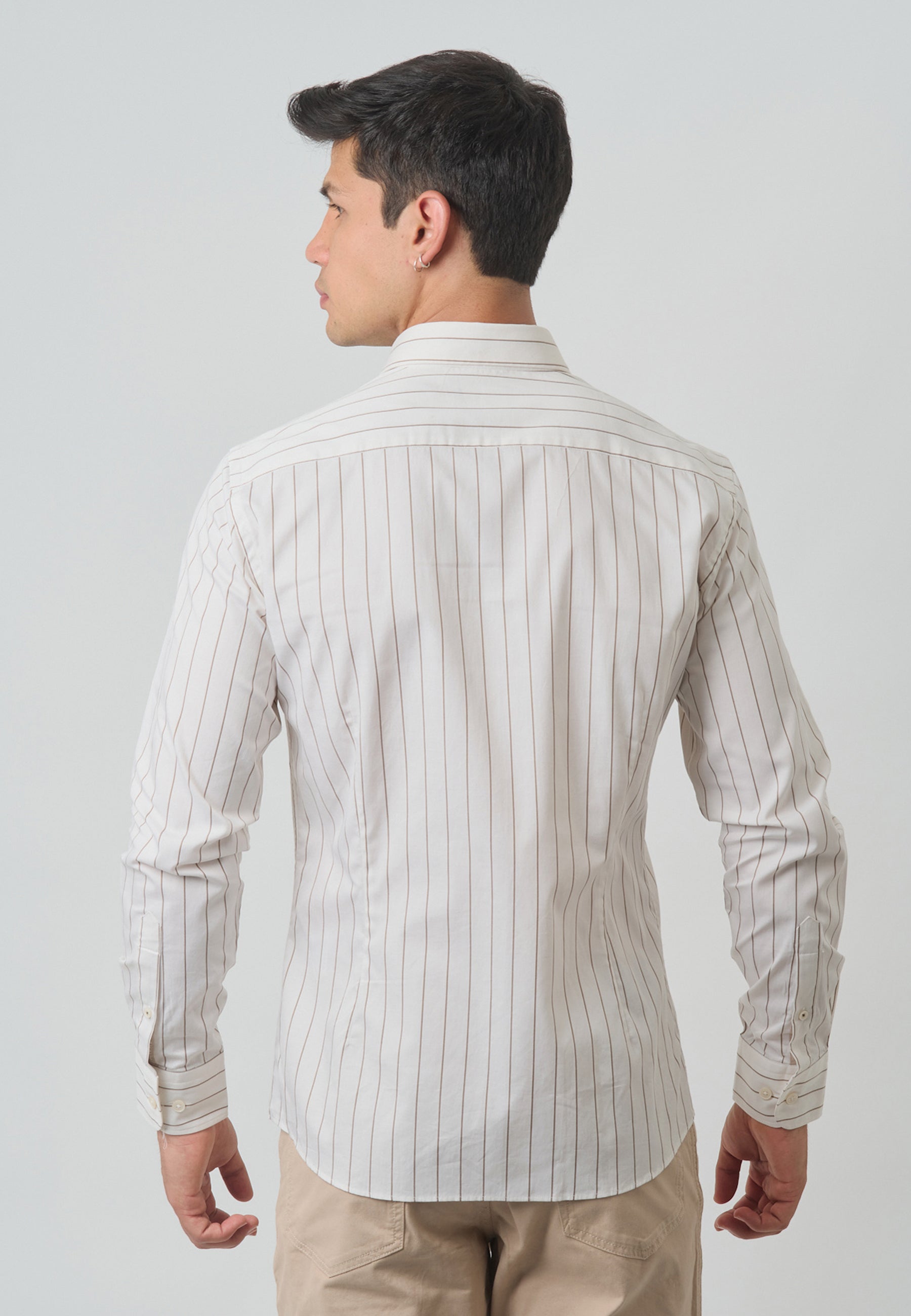 Camisa Casual Lino Rayado H.L.