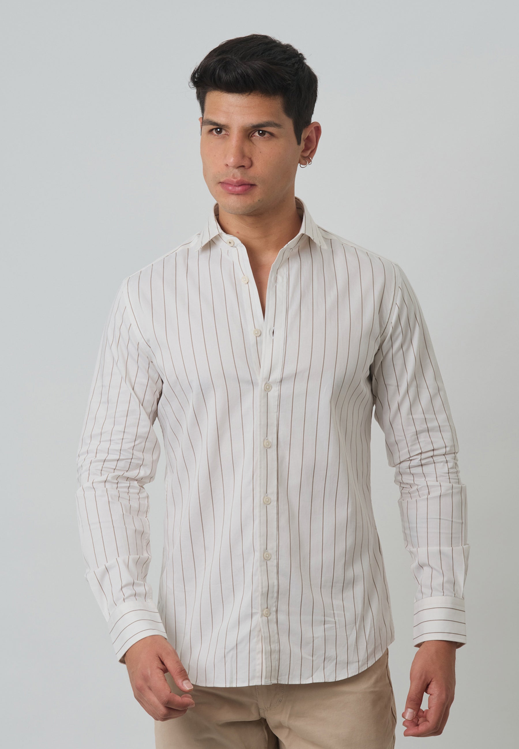 Camisa Casual Lino Rayado H.L.
