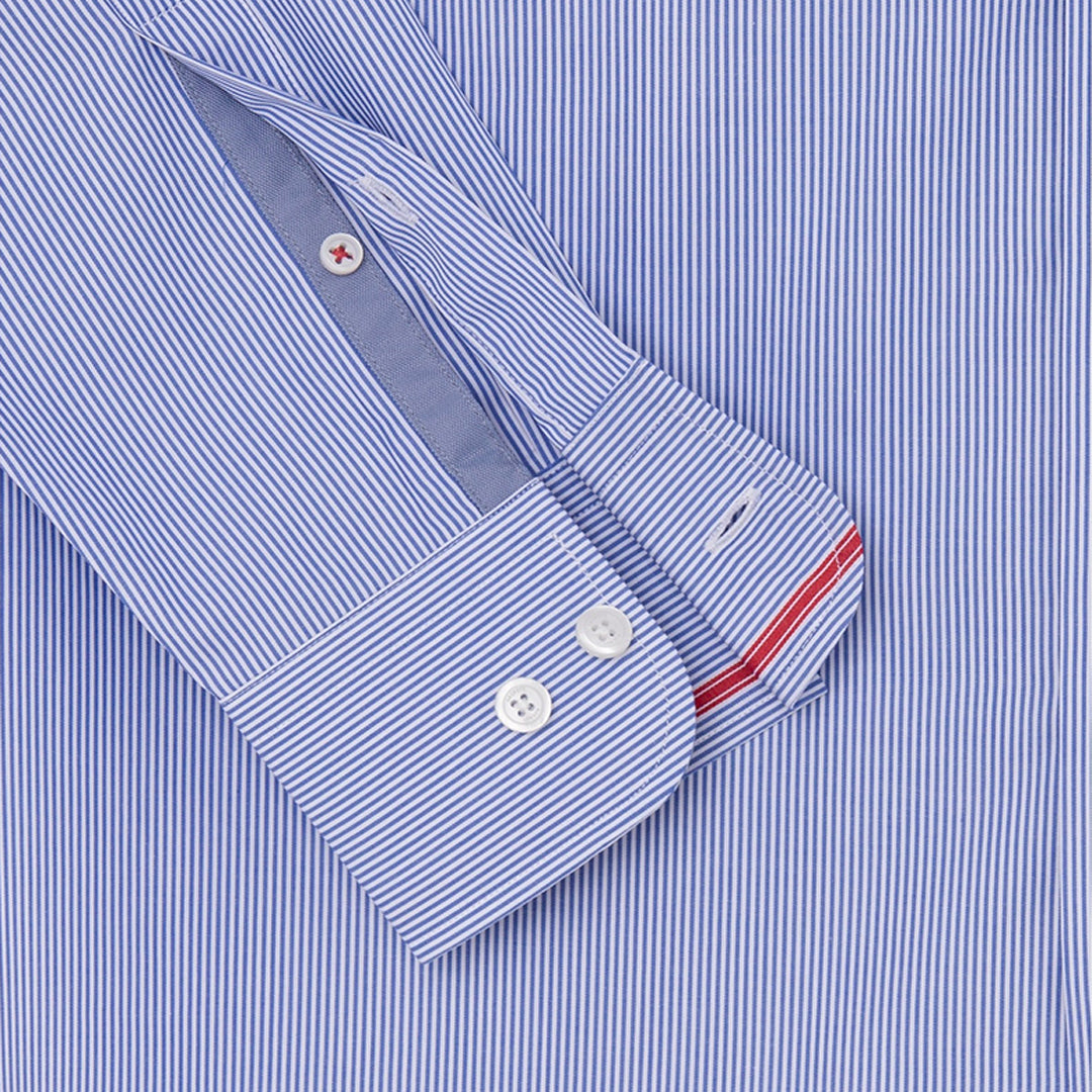 Camisa Rayas Finas Bengala Azul  H.L.