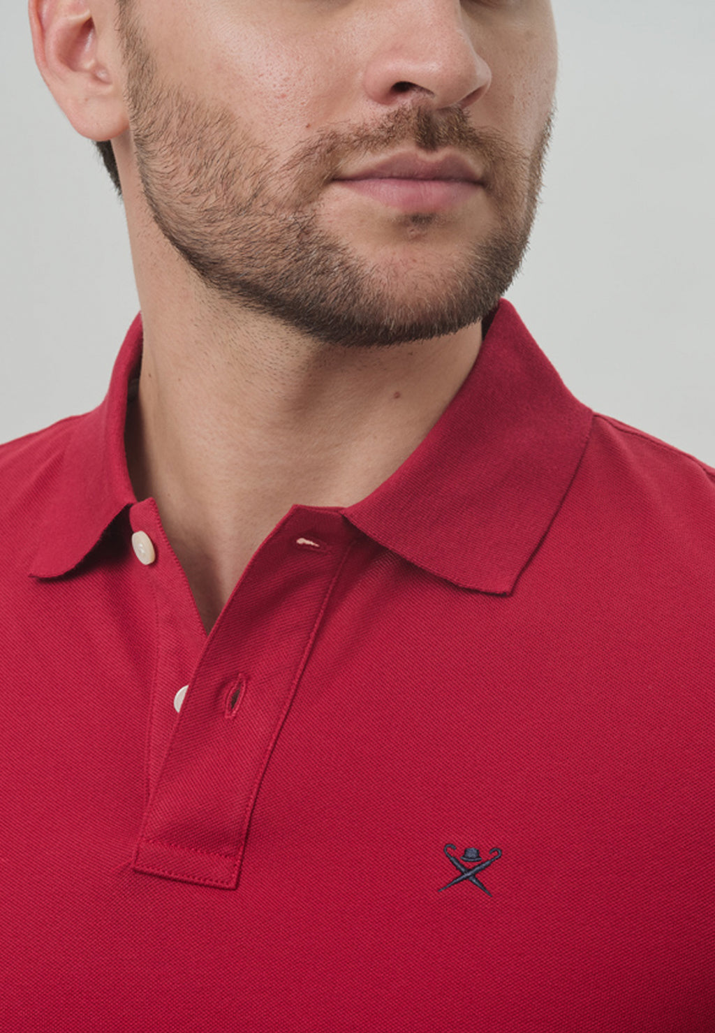 Camiseta Polo Hombre Roja Botones H&B