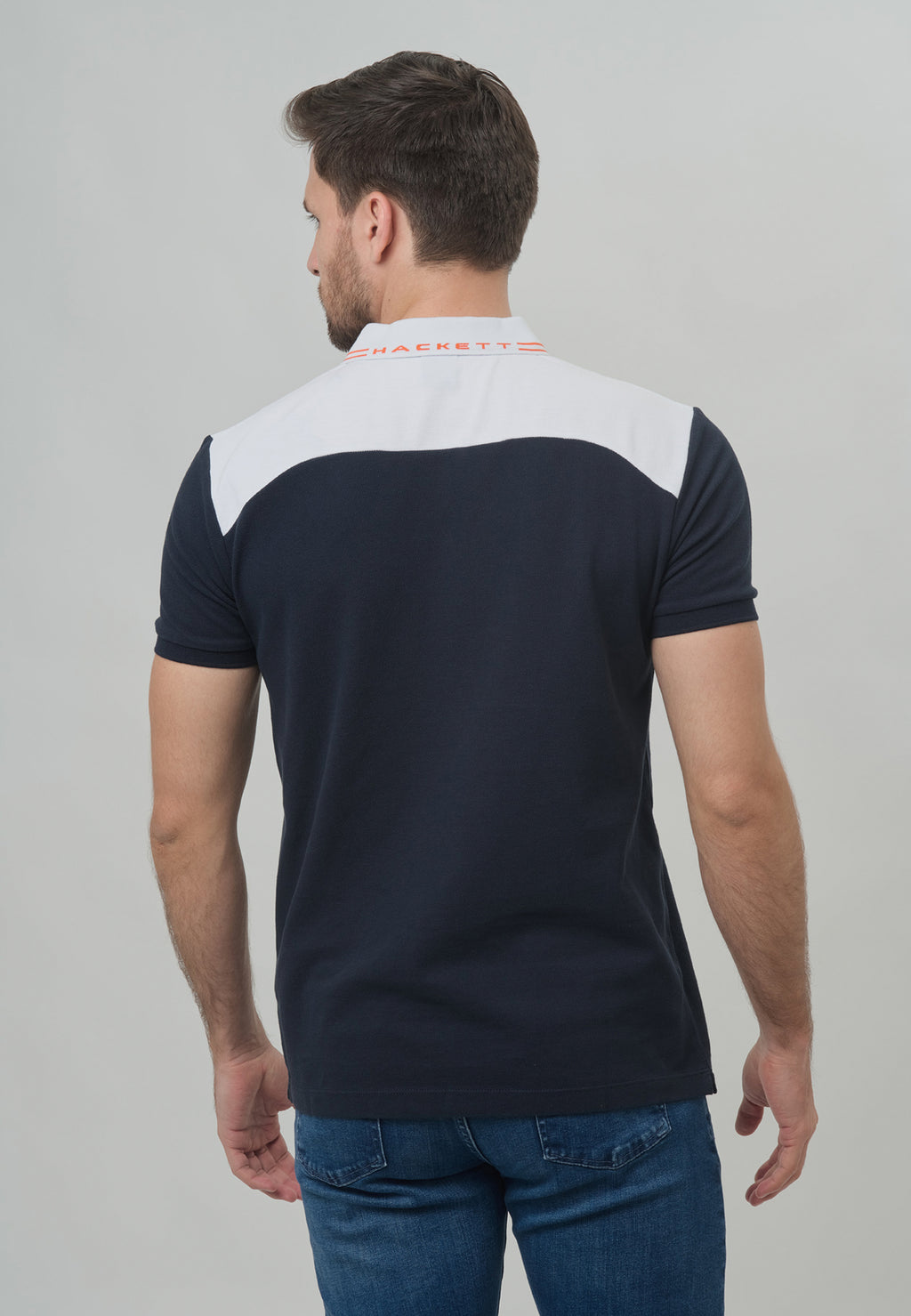 CAMISETA POLO  HACKETT AZUL OSC 100% ALGODÓN (HM563094-595)