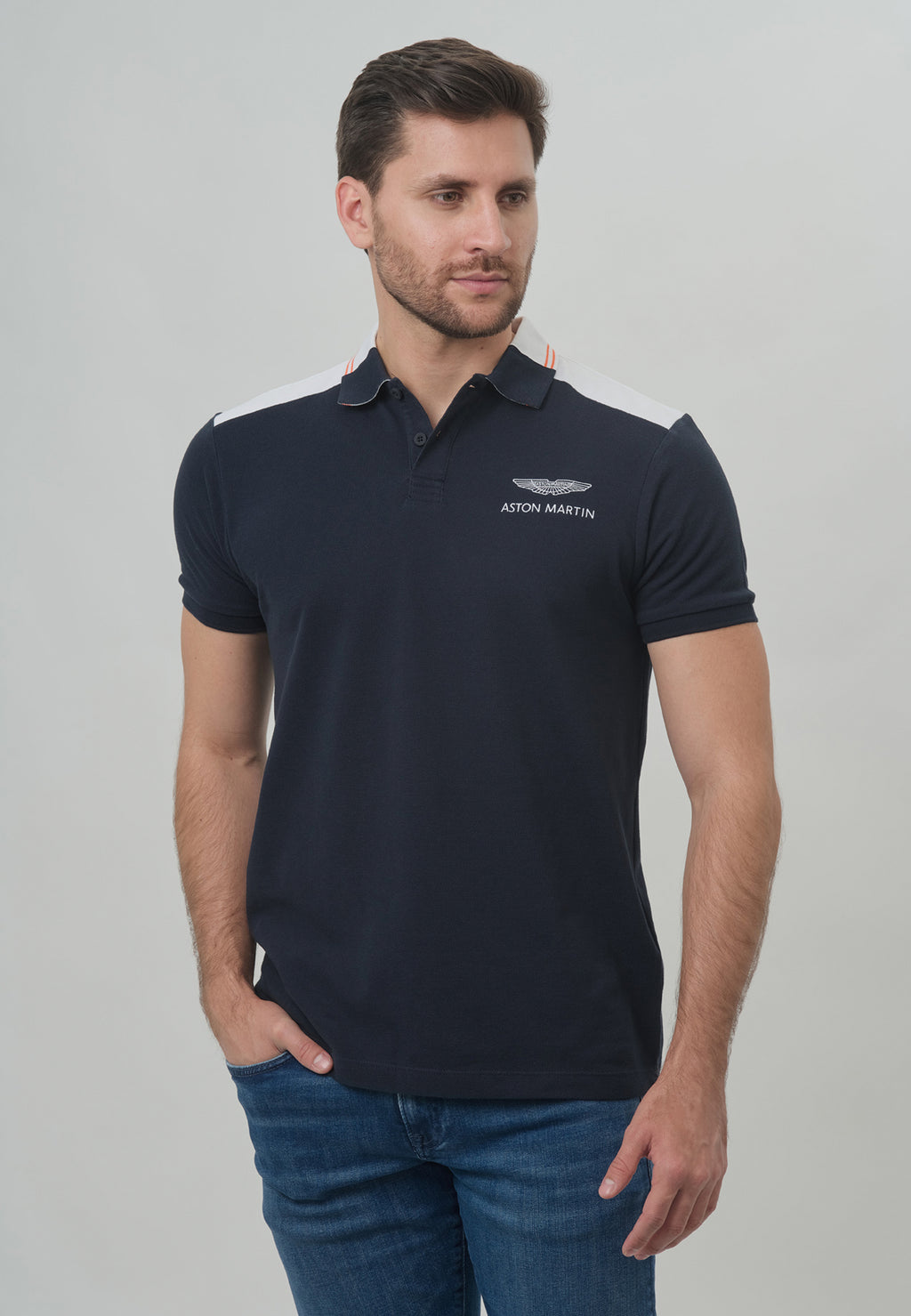 CAMISETA POLO  HACKETT AZUL OSC 100% ALGODÓN (HM563094-595)