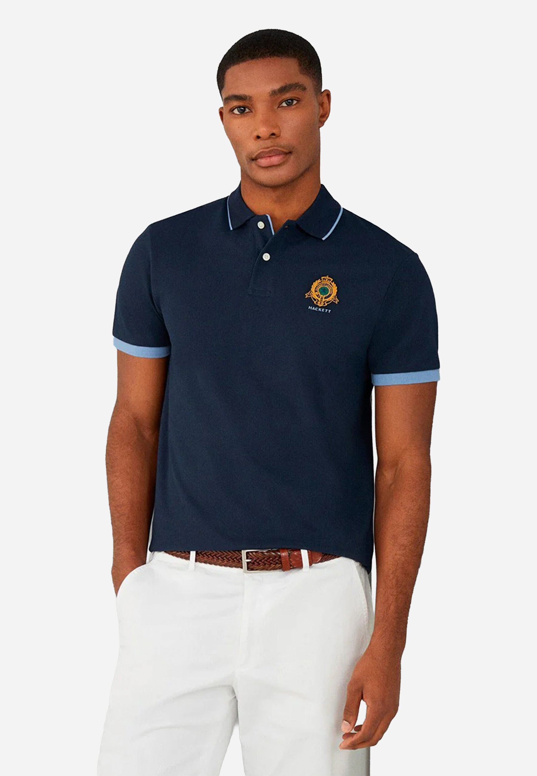 Camiseta Hombre Polo Negra H.L.
