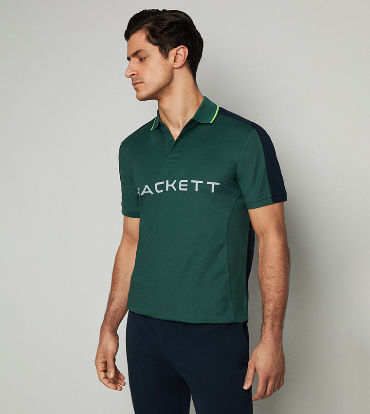 CAMISETA POLO HACKETT LONDON VERDE GRIS ALGODON (HM563270-6AB)