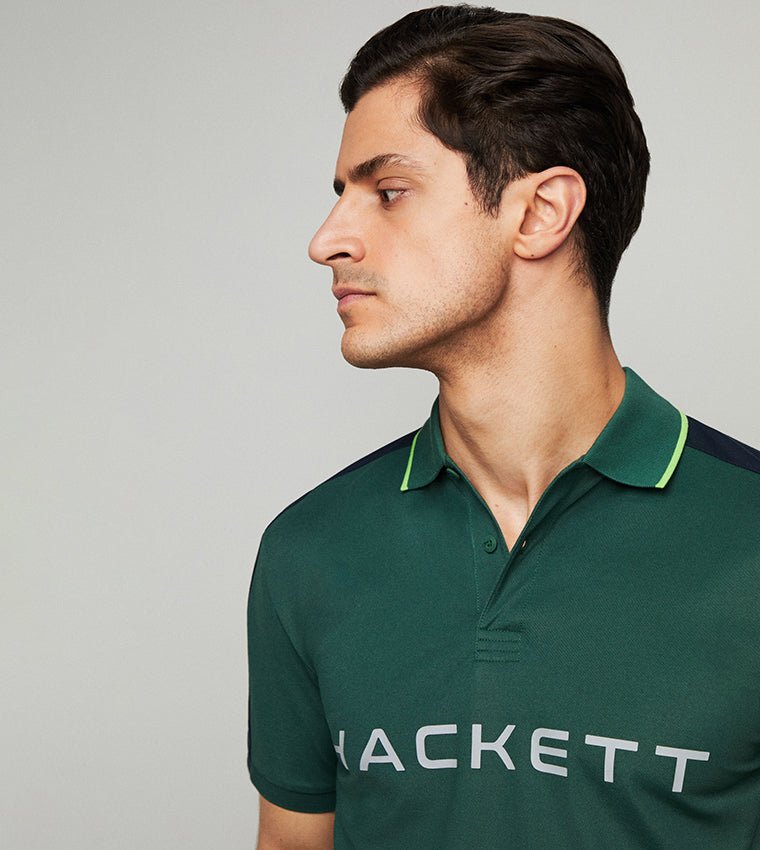 CAMISETA POLO HACKETT LONDON VERDE GRIS ALGODON (HM563270-6AB)