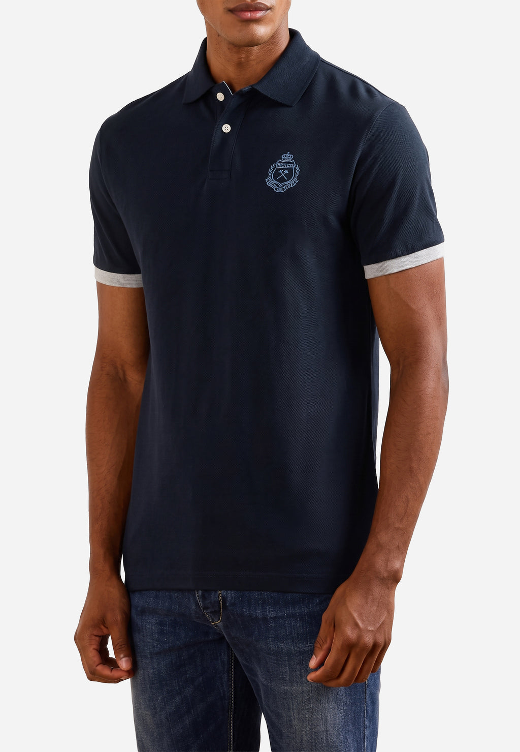 Polo Azul Marino Con Escudo Bordado H.