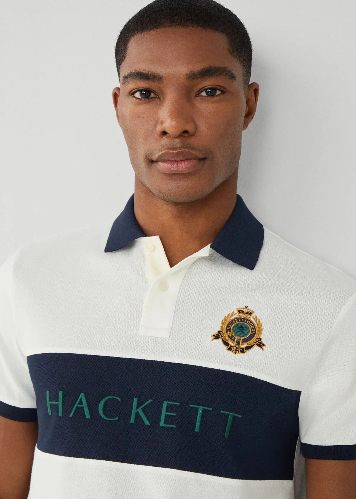 Camiseta Polo Hombre Blanca Negro H.L.