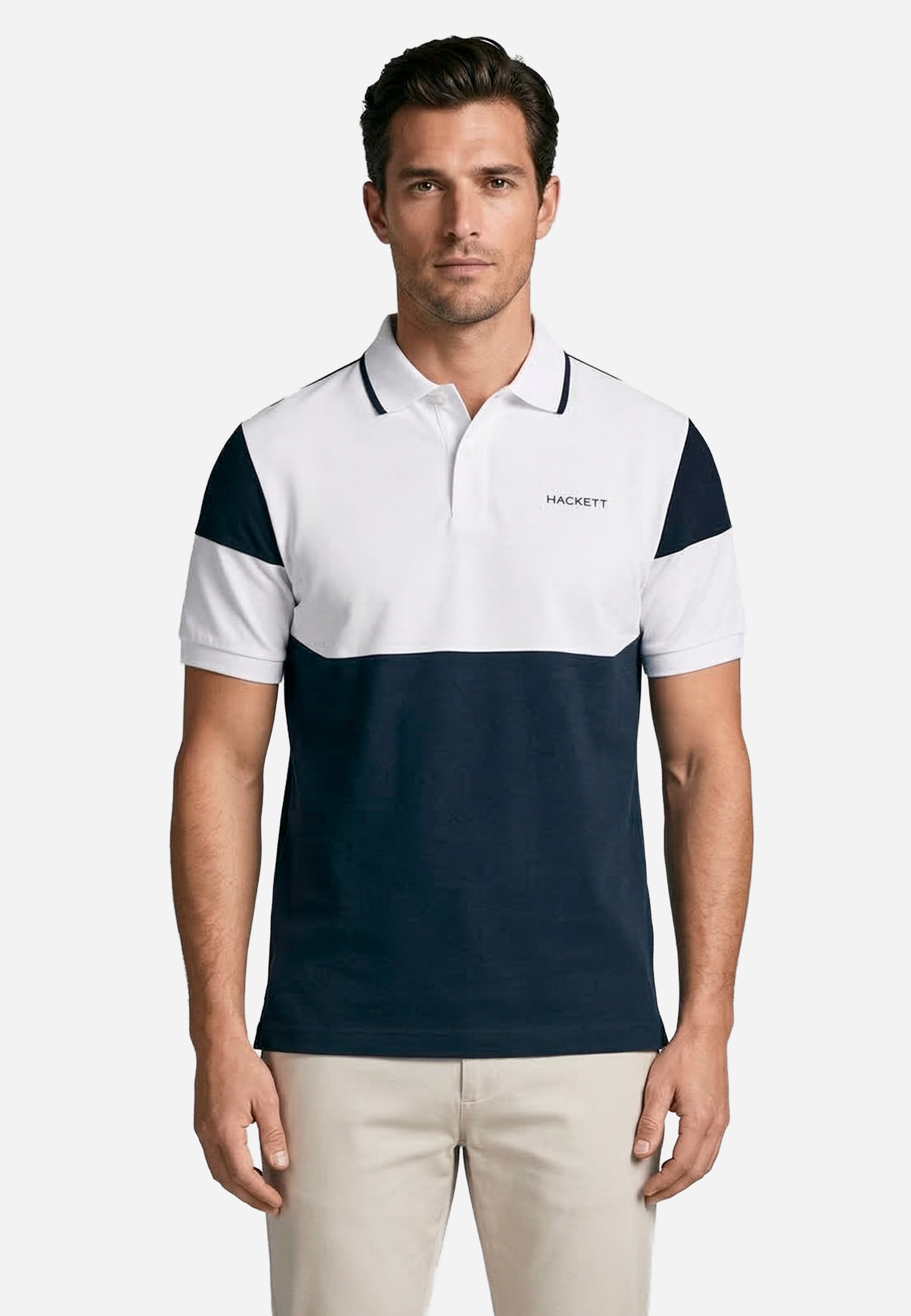 Camiseta Polo Blanzo/Azul Hombre H.L.