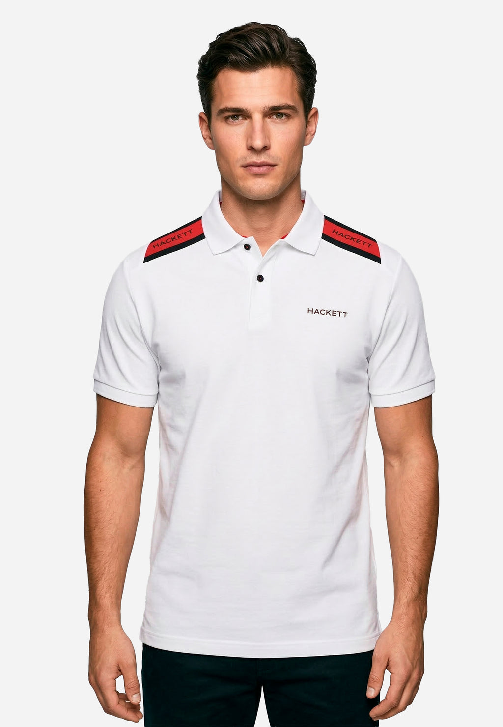 Camiseta Polo Blanca/Rojo Hombre H.L.
