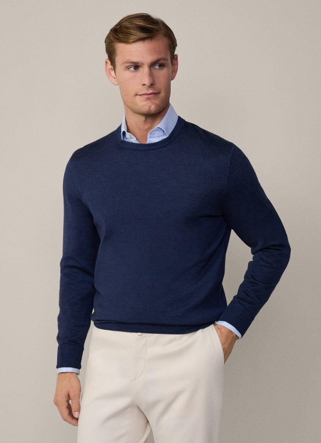 SWETER HACKETT LONDON AZUL LANA MERINO + SEDA (HM702926-595)