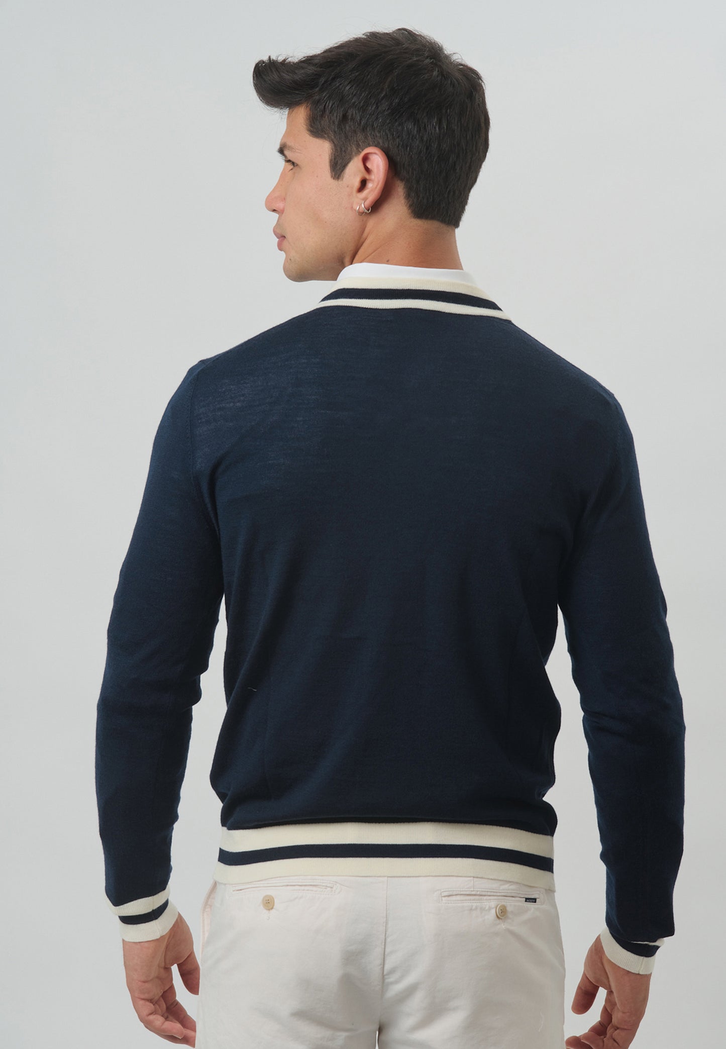 SWETER HACKETT NAVY/BLANC0 100% LANA (HM702933-5DJ)