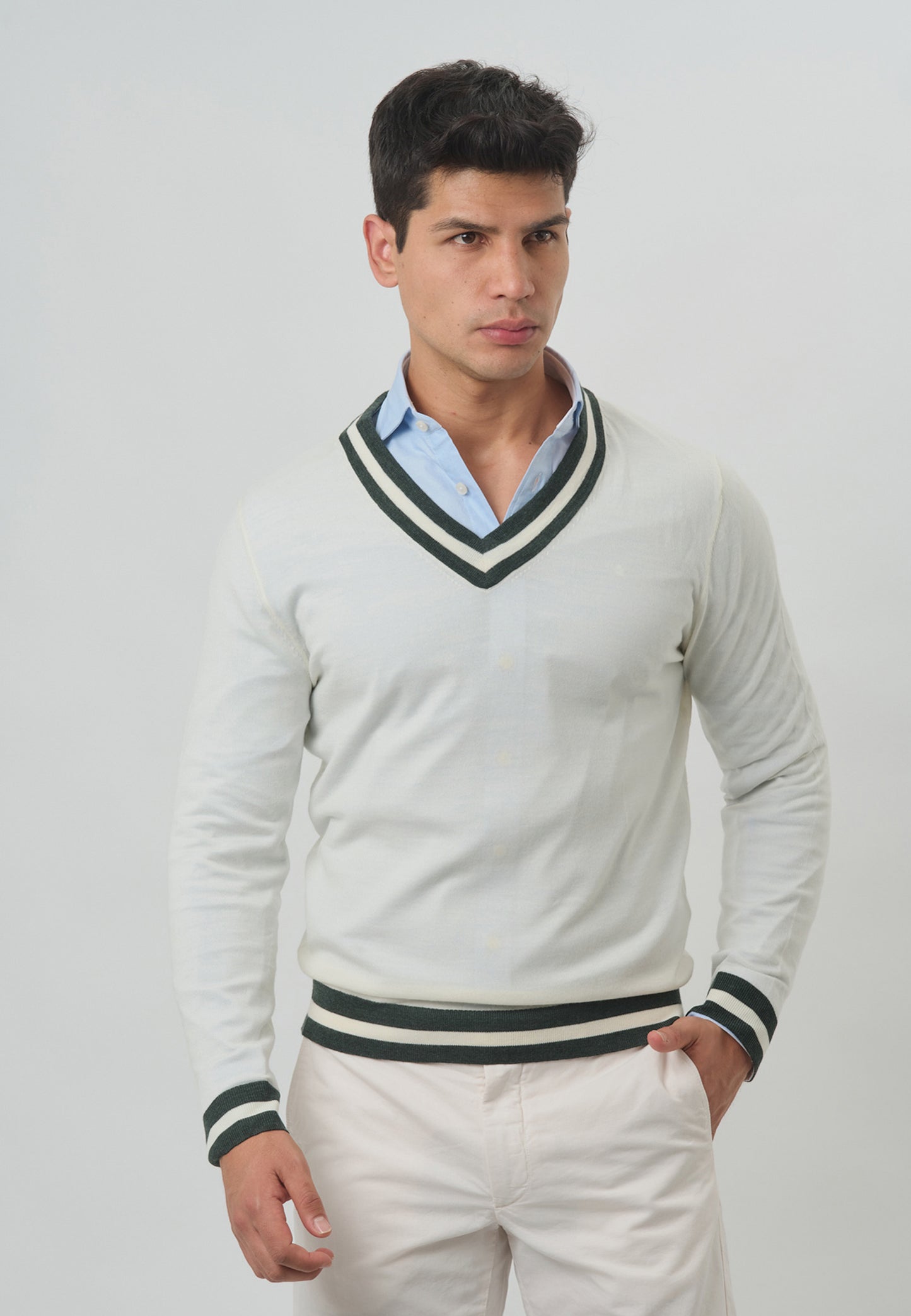 SWETER HACKETT BEIGE/VERDE 100% LANA (HM702933-8FT)