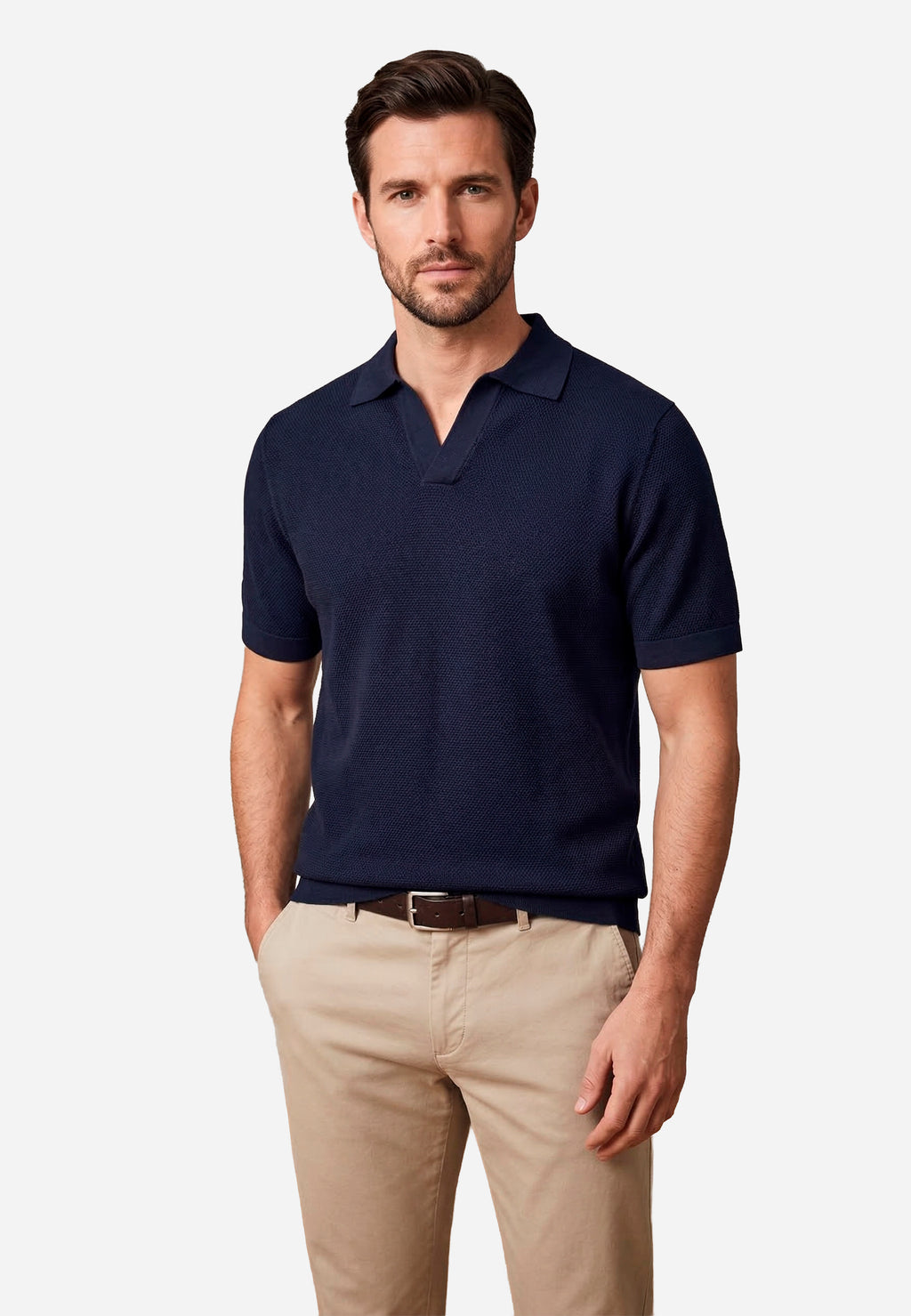 Camiseta Polo Azul Unicolor Hombre H.L.