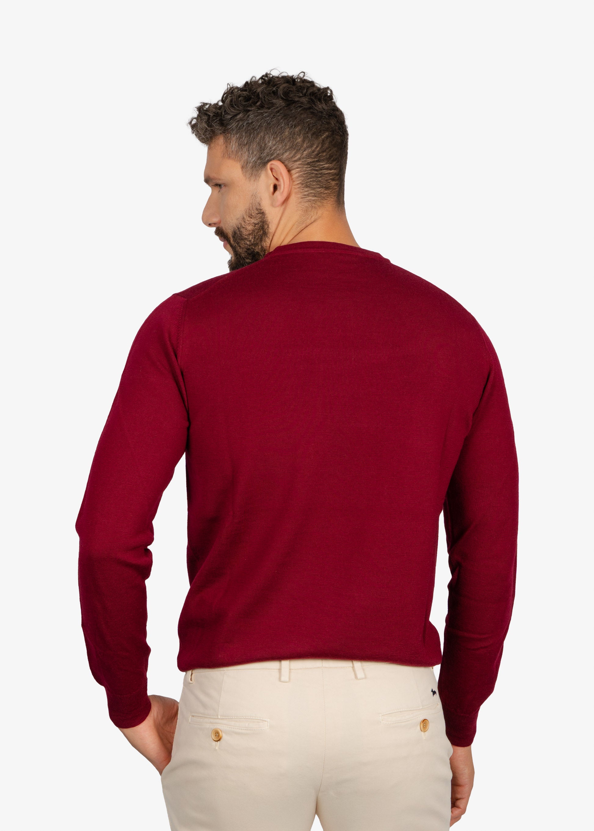Sweater Clásico Cuello Redondo Vinotinto H&B
