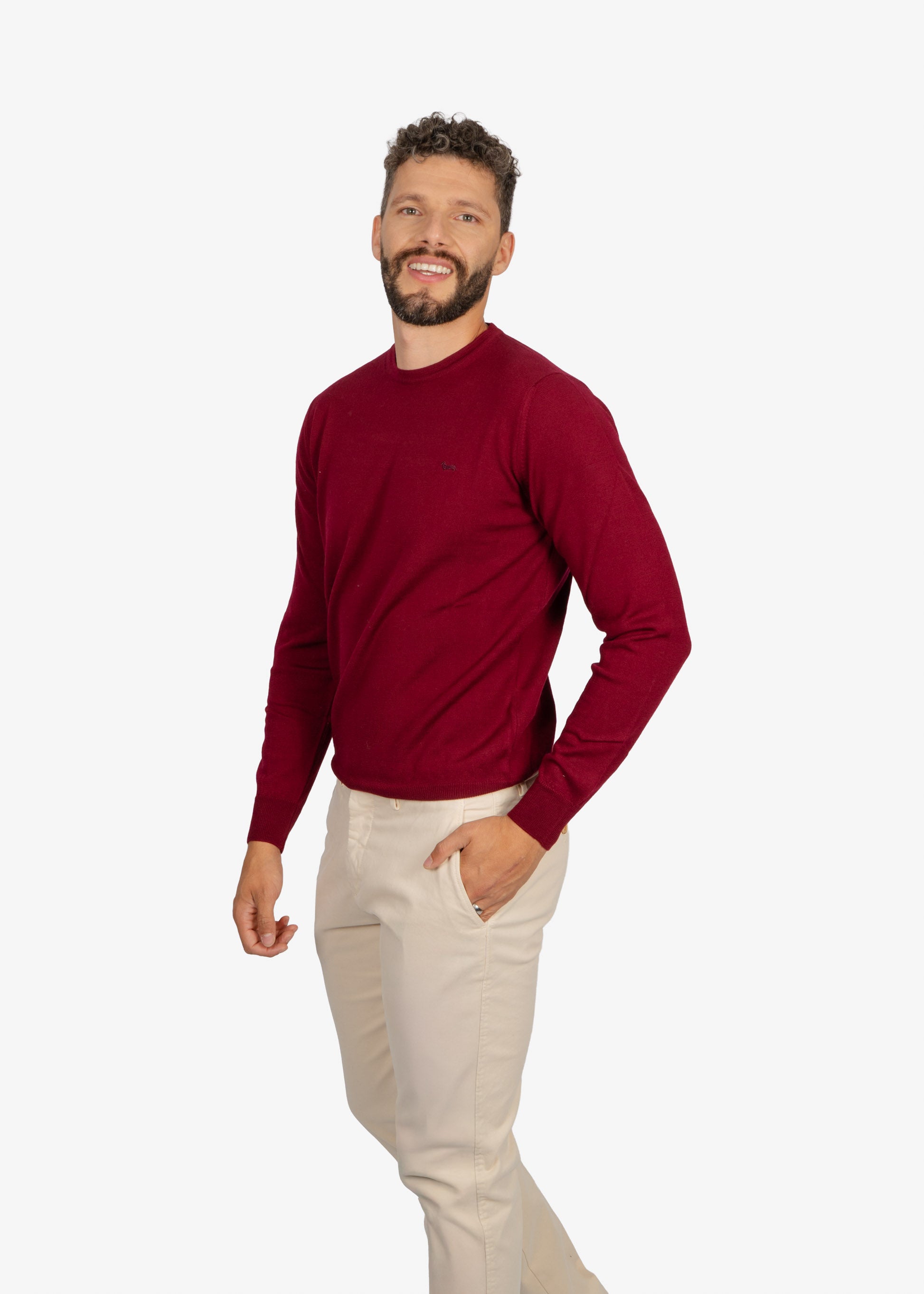 Sweater Clásico Cuello Redondo Vinotinto H&B