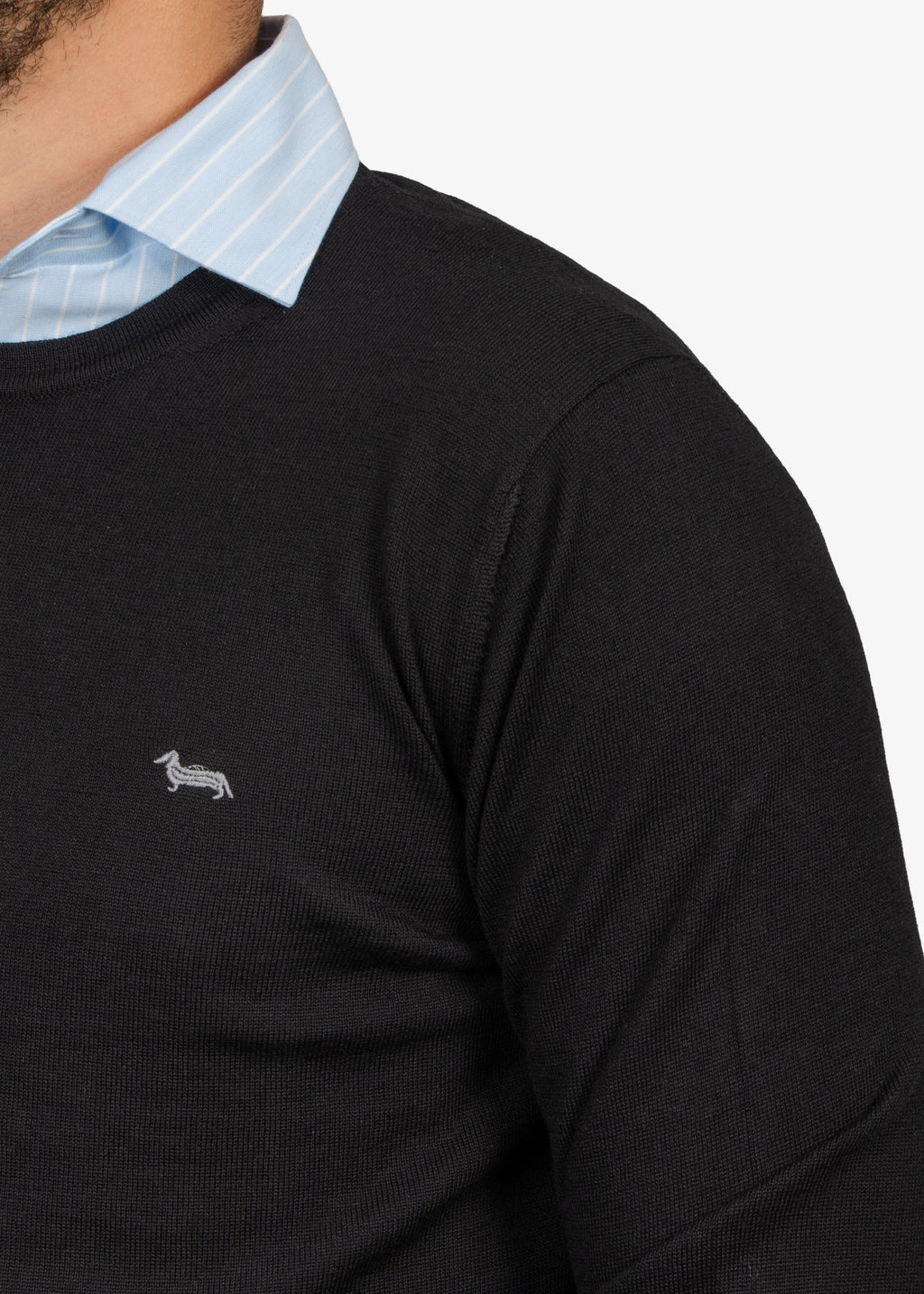 Sweater Cuello Redondo Negro en Algodón y lana H&B