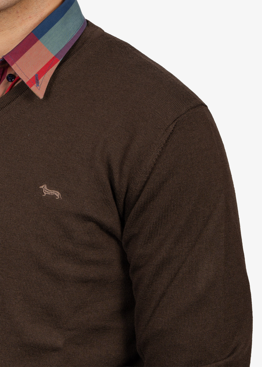 Sweater Clásico Cuello en V Café H&B