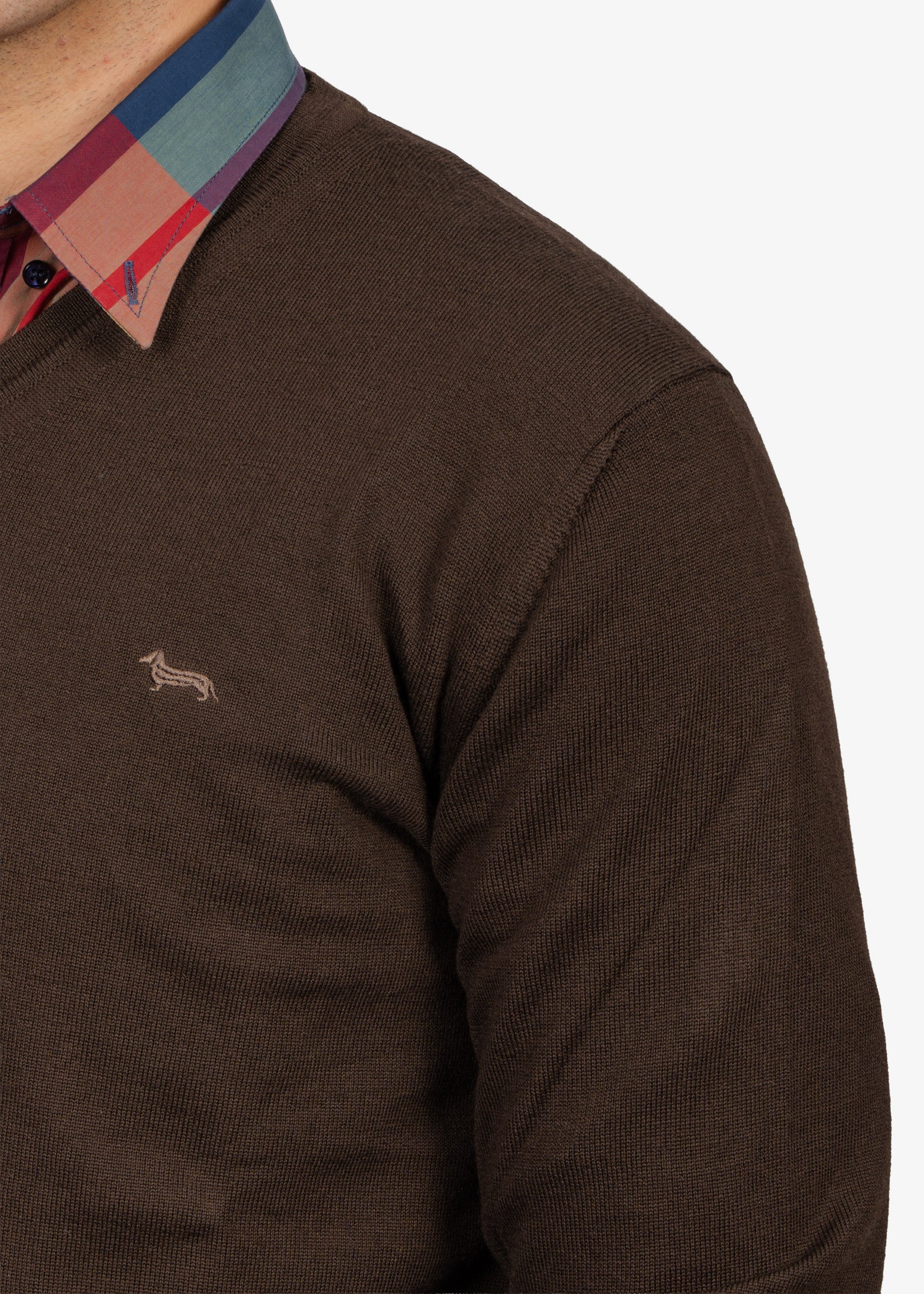 Sweater Clásico Cuello en V Café H&B