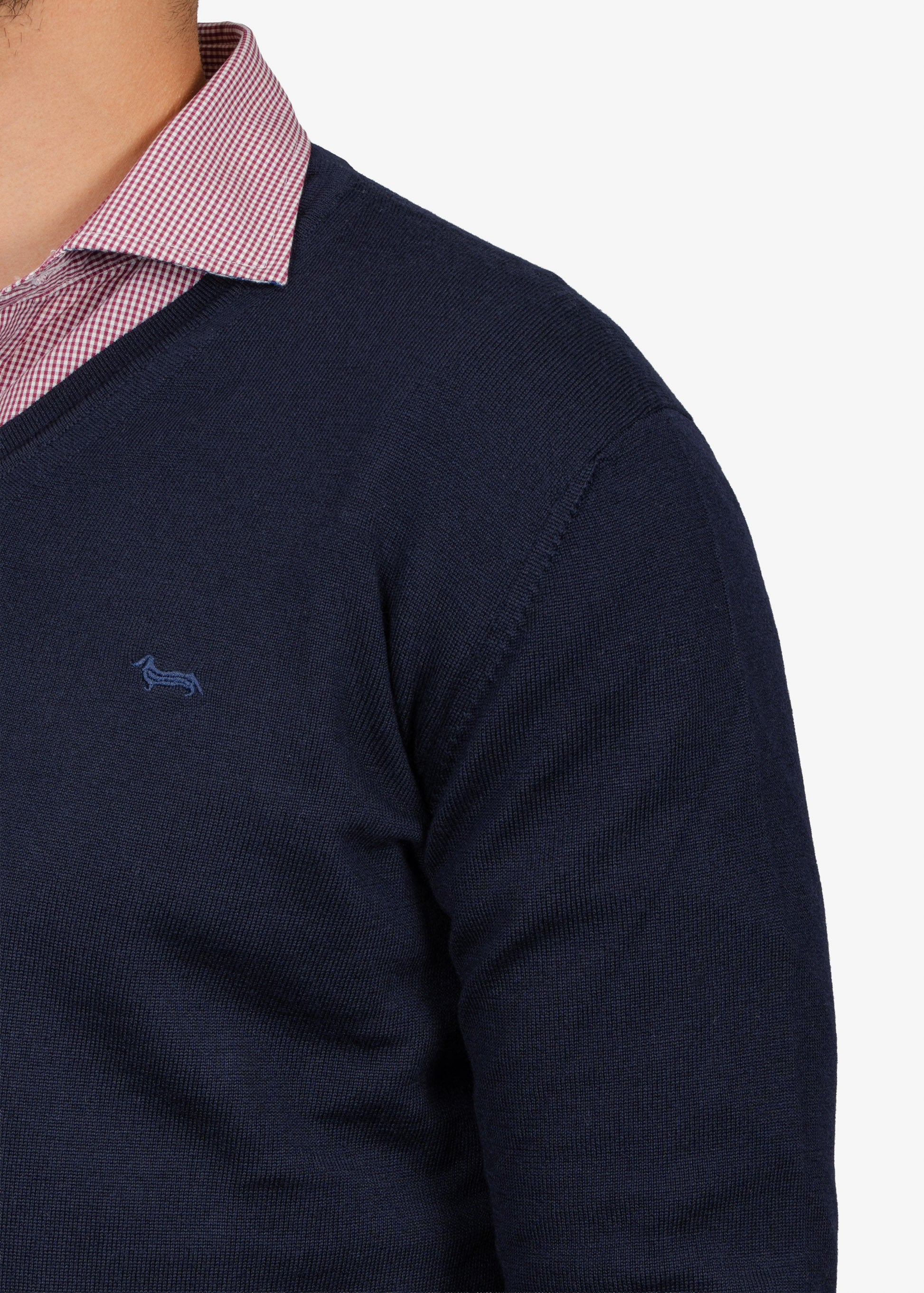 Sweater Clásico Cuello en V Azul Marino H&B