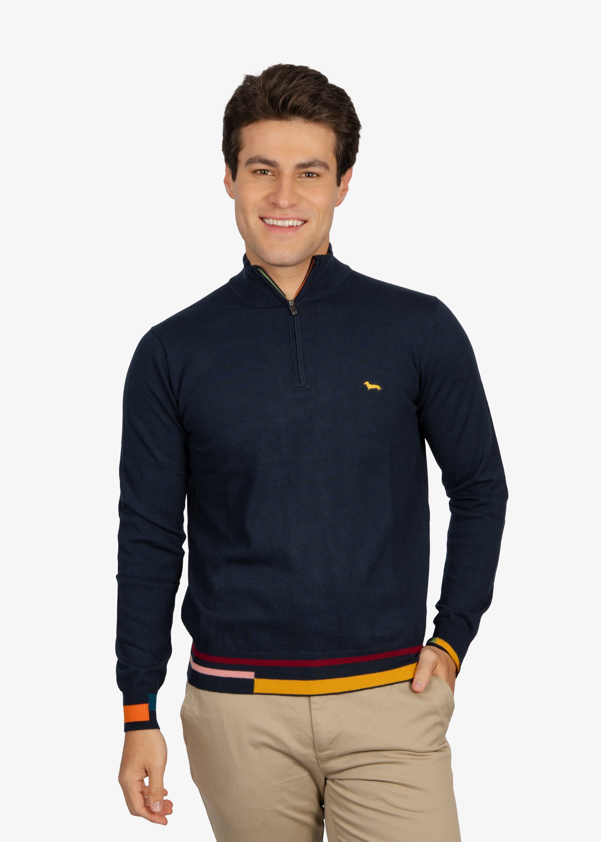 Sweater Halfzip Azul Oscuro H&B
