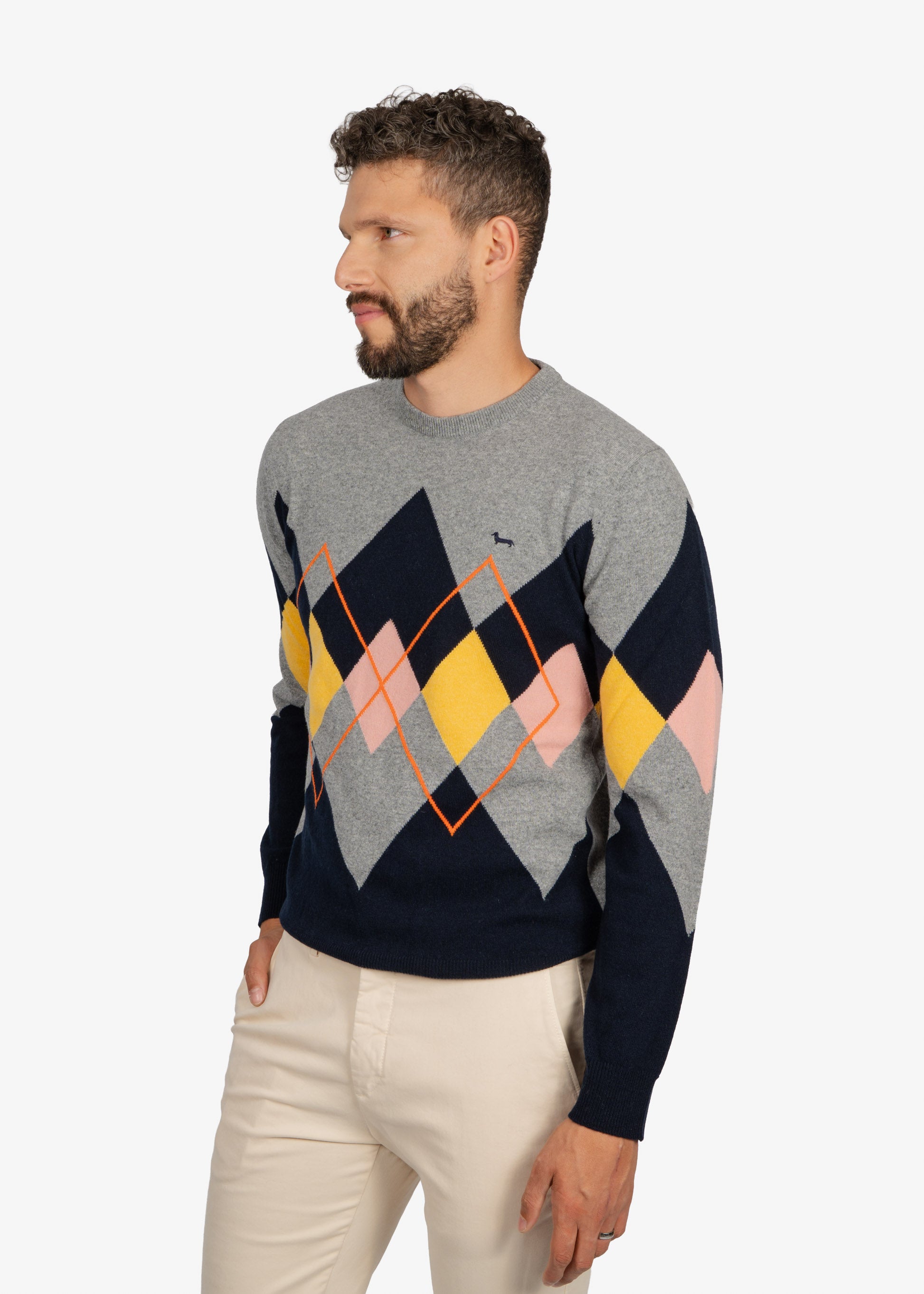 Sweater Argyle Gris Estampado H&B