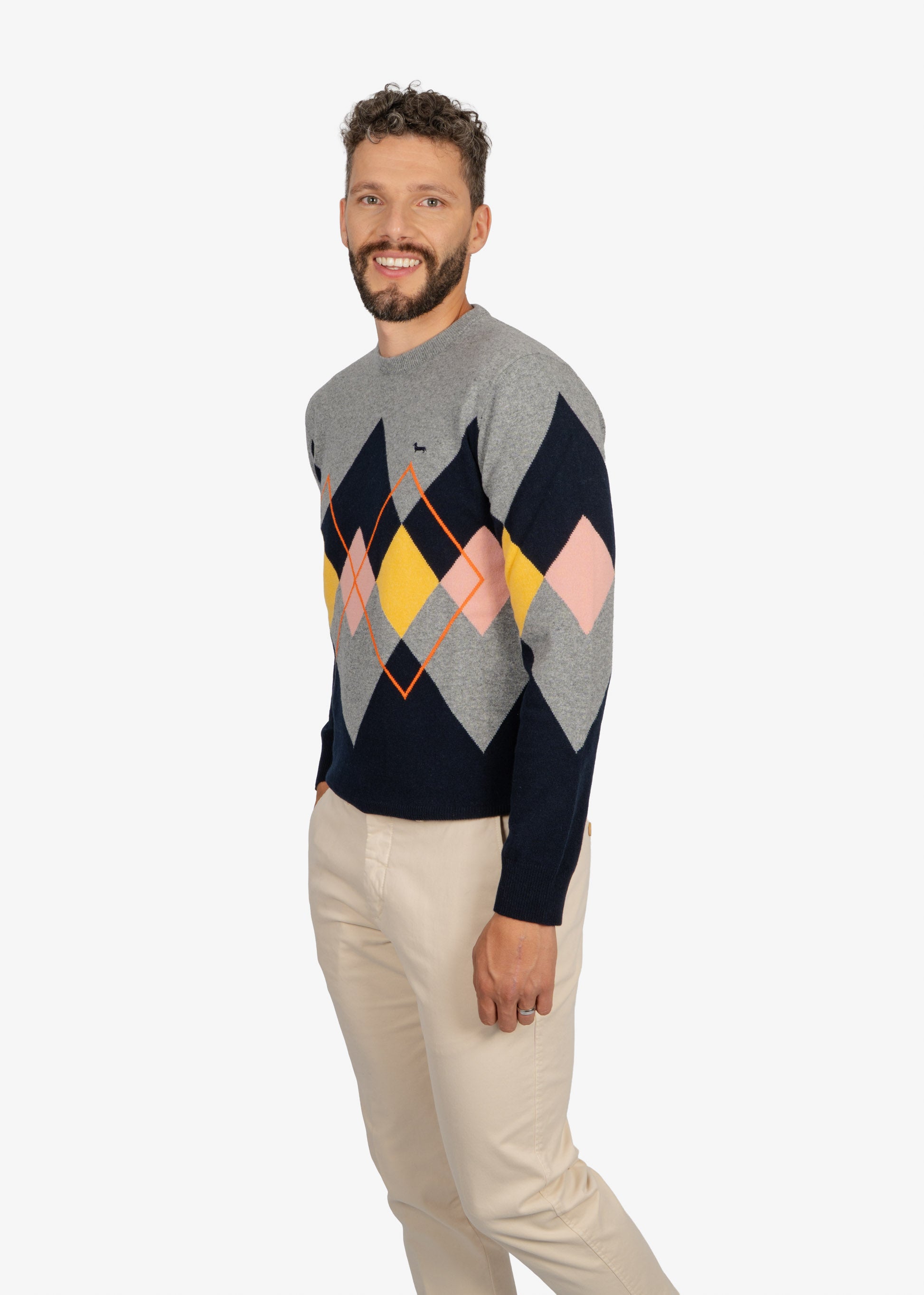 Sweater Argyle Gris Estampado H&B