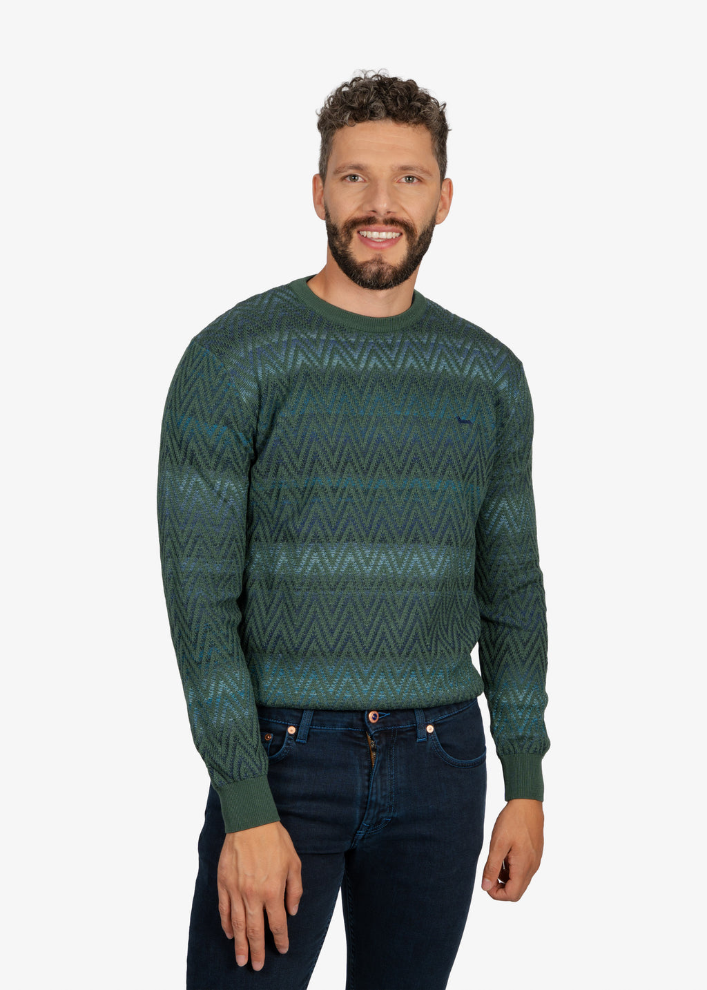Sweater Cuello Redondo Verde Diseño