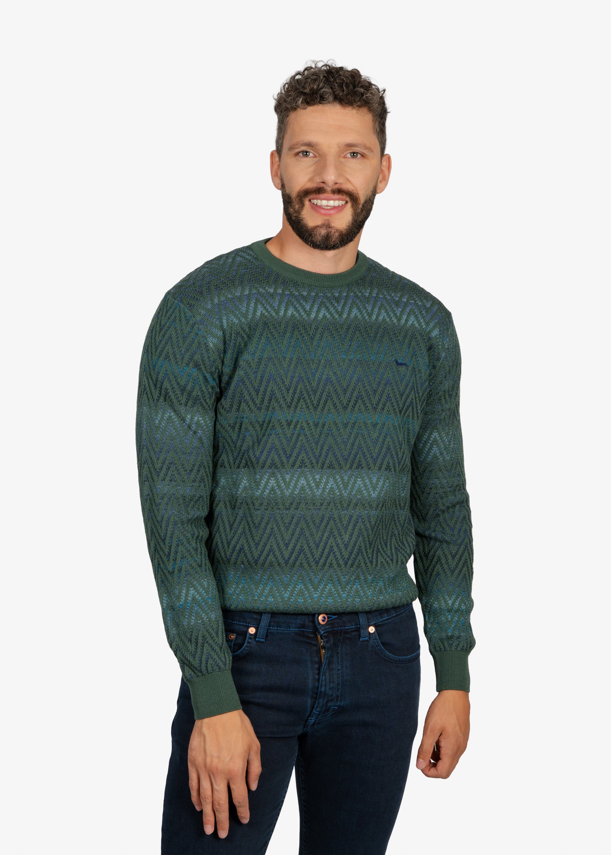 Sweater Cuello Redondo Verde Diseño