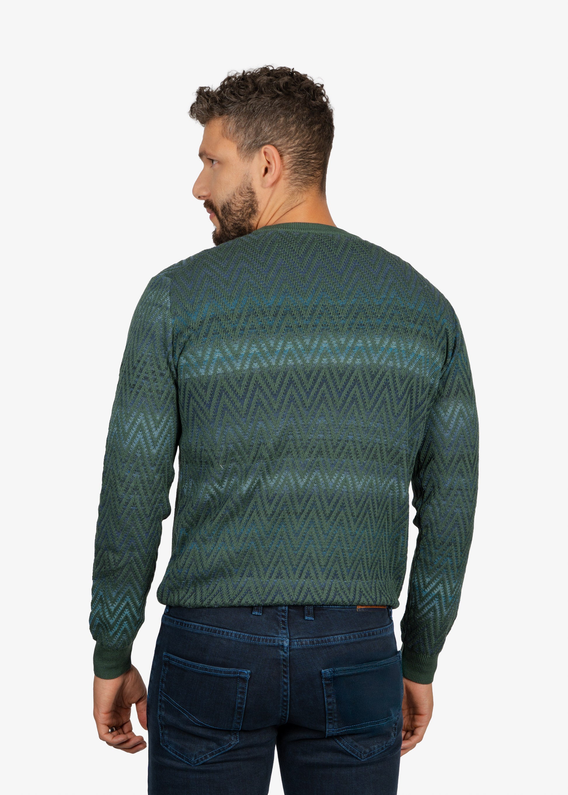Sweater Cuello Redondo Verde Diseño