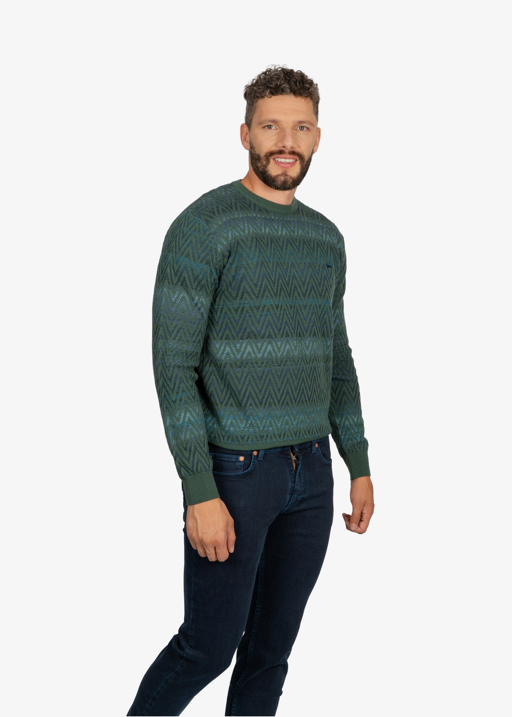 Sweater Cuello Redondo Verde Diseño