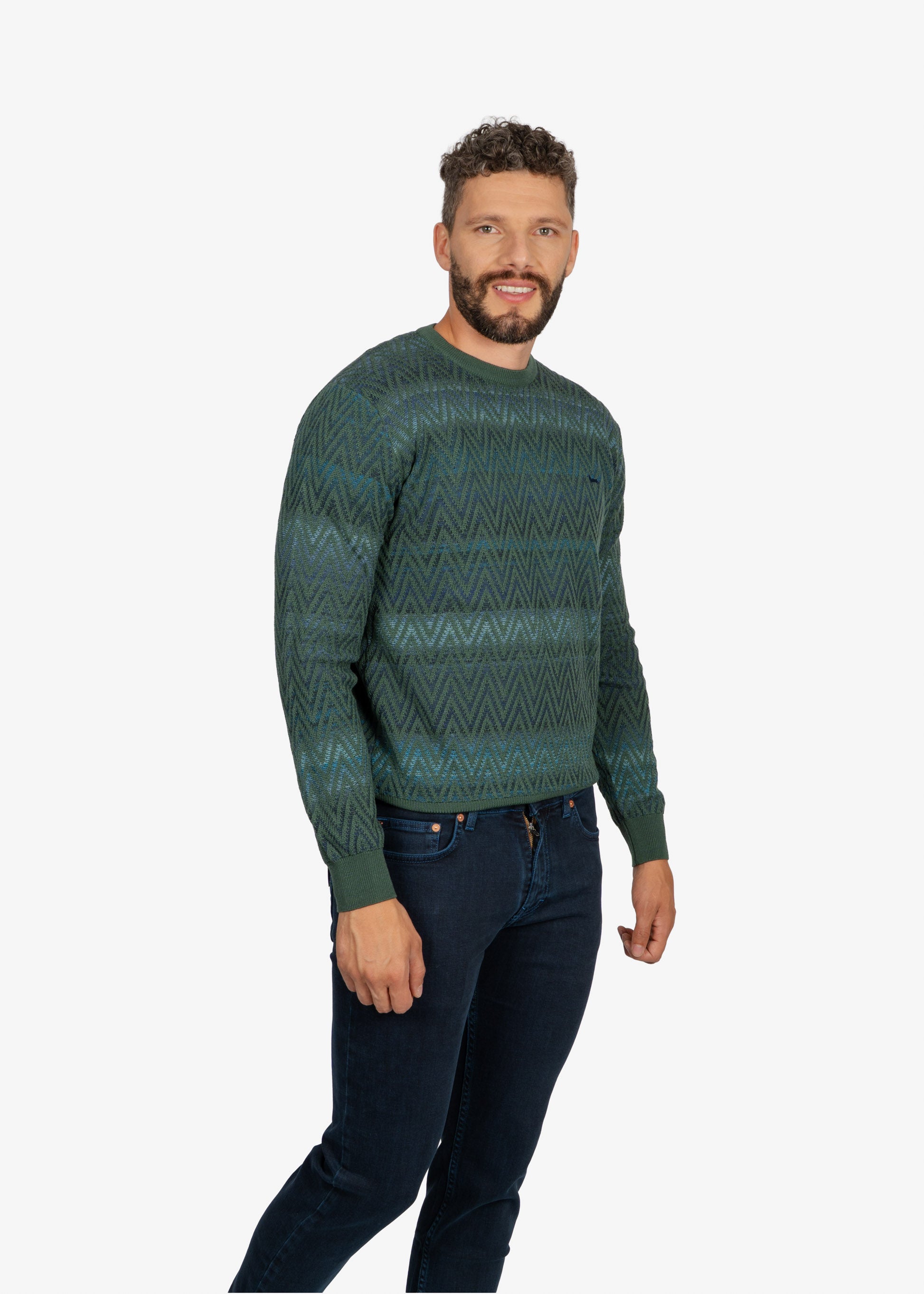 Sweater Cuello Redondo Verde Diseño