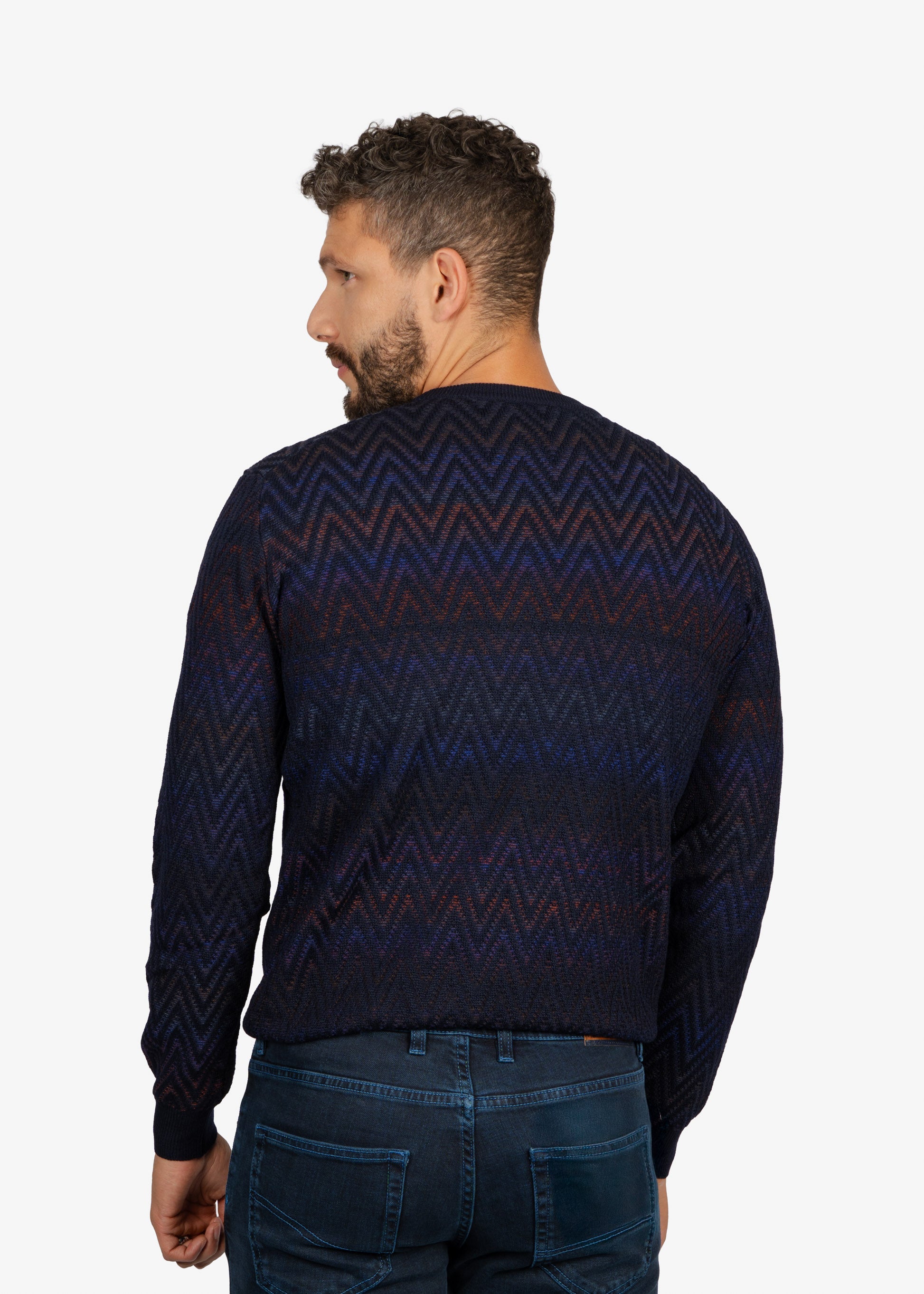 Sweater Cuello Redondo Azul con Estampado H&B