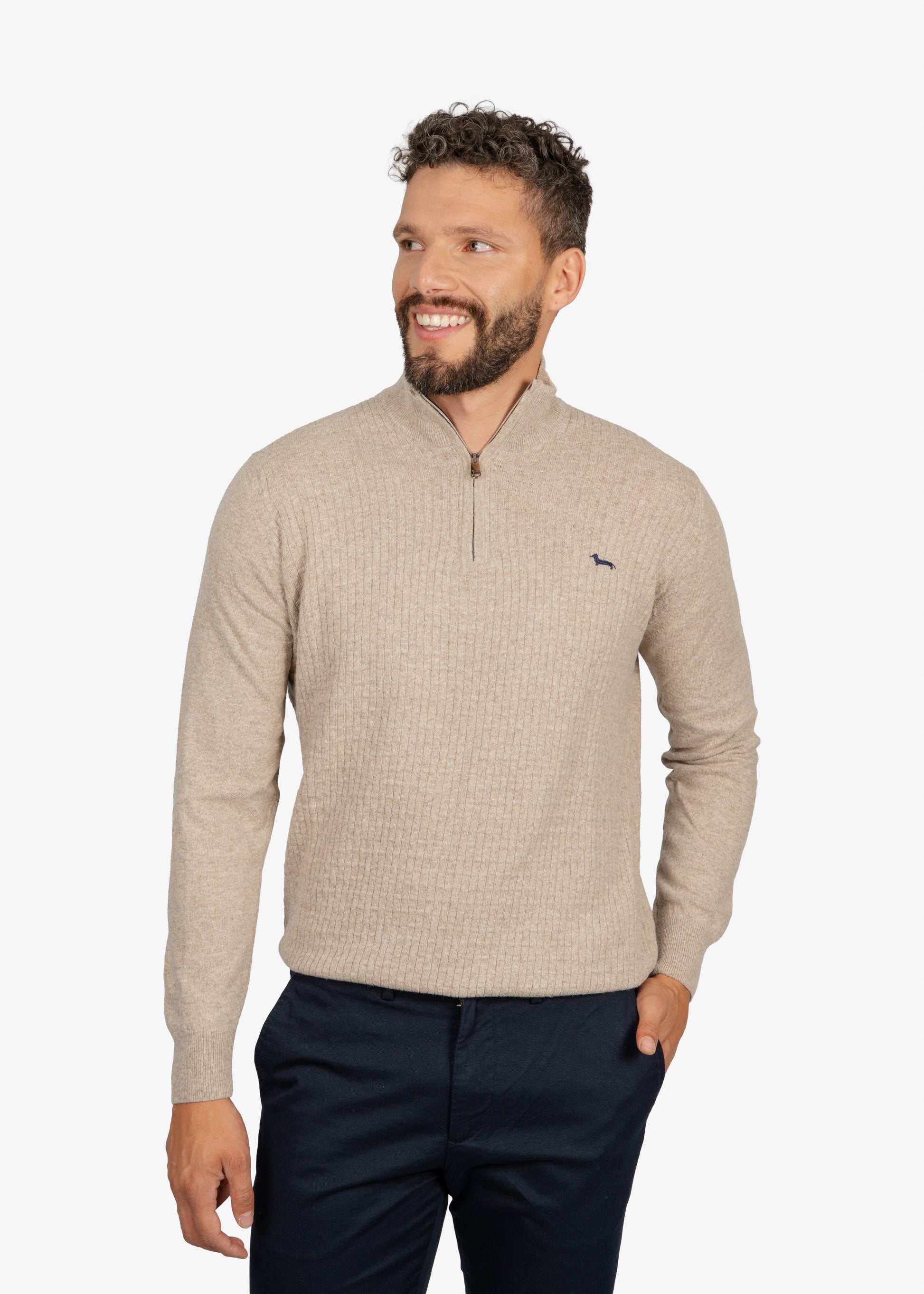 Sweater Halfzip Beige H&B