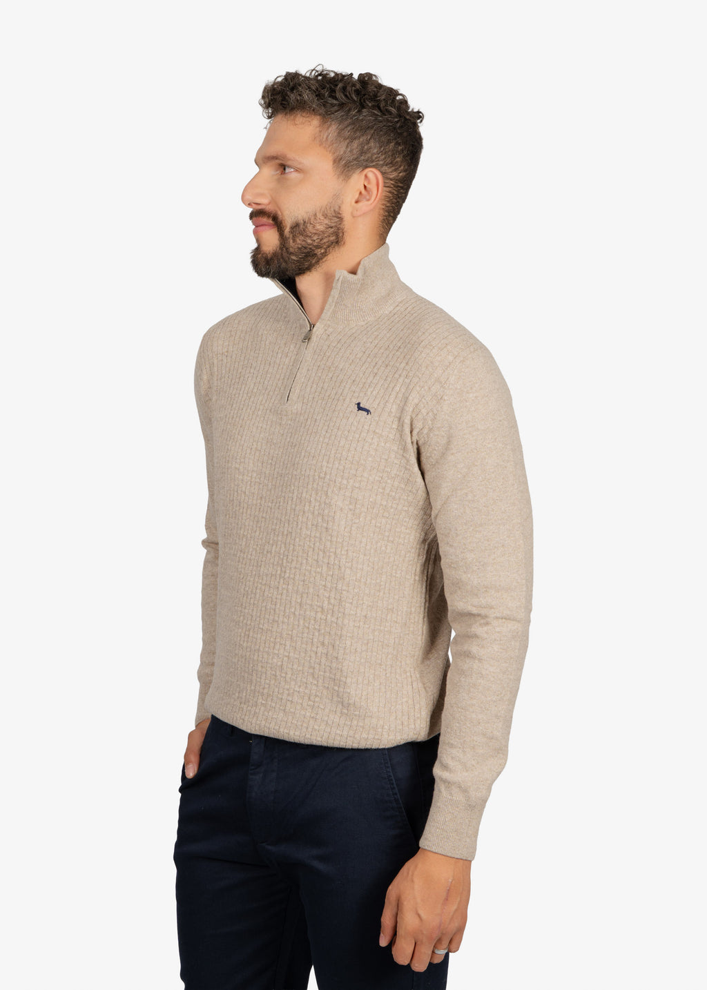 Sweater Halfzip Beige H&B