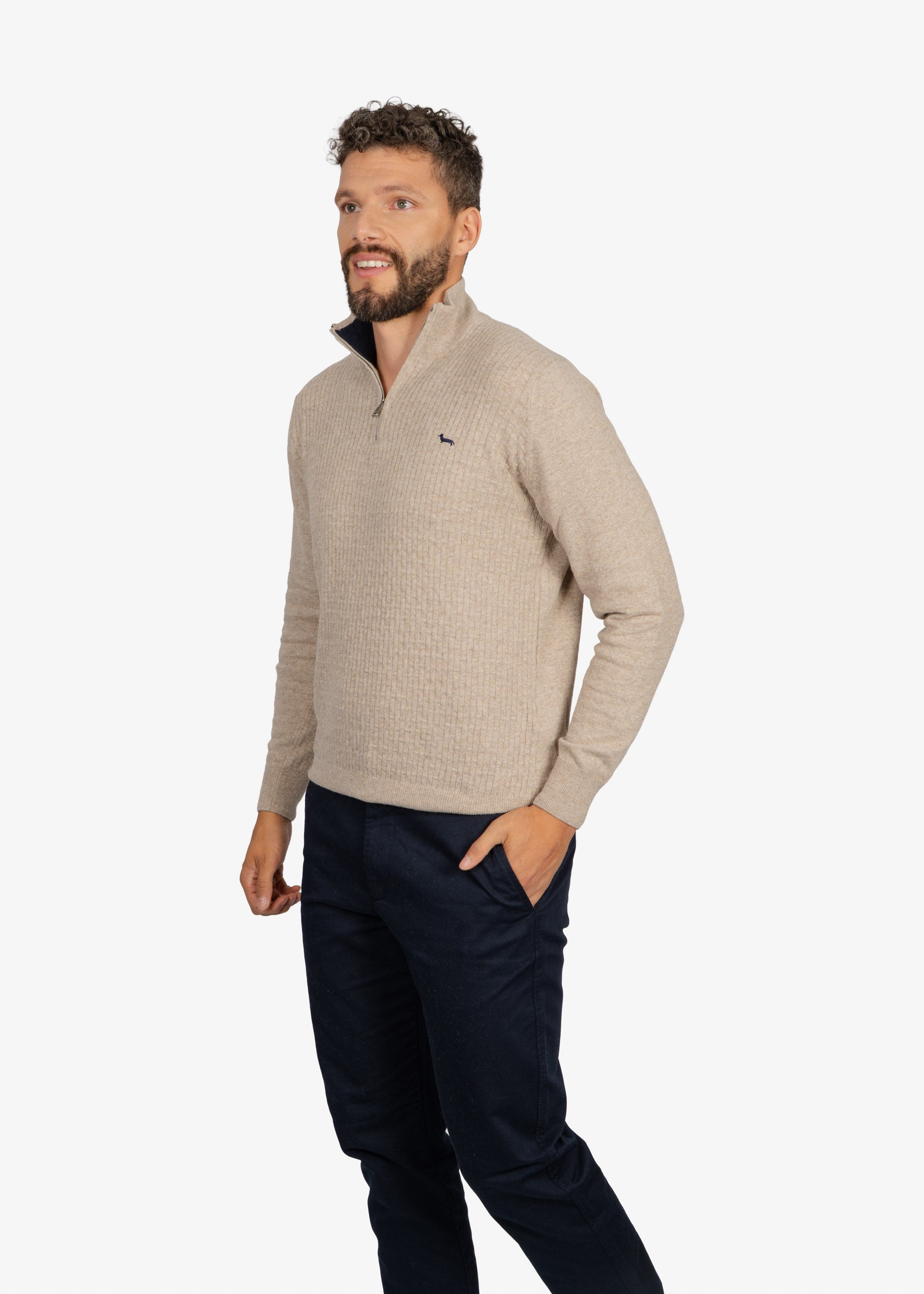 Sweater Halfzip Beige H&B