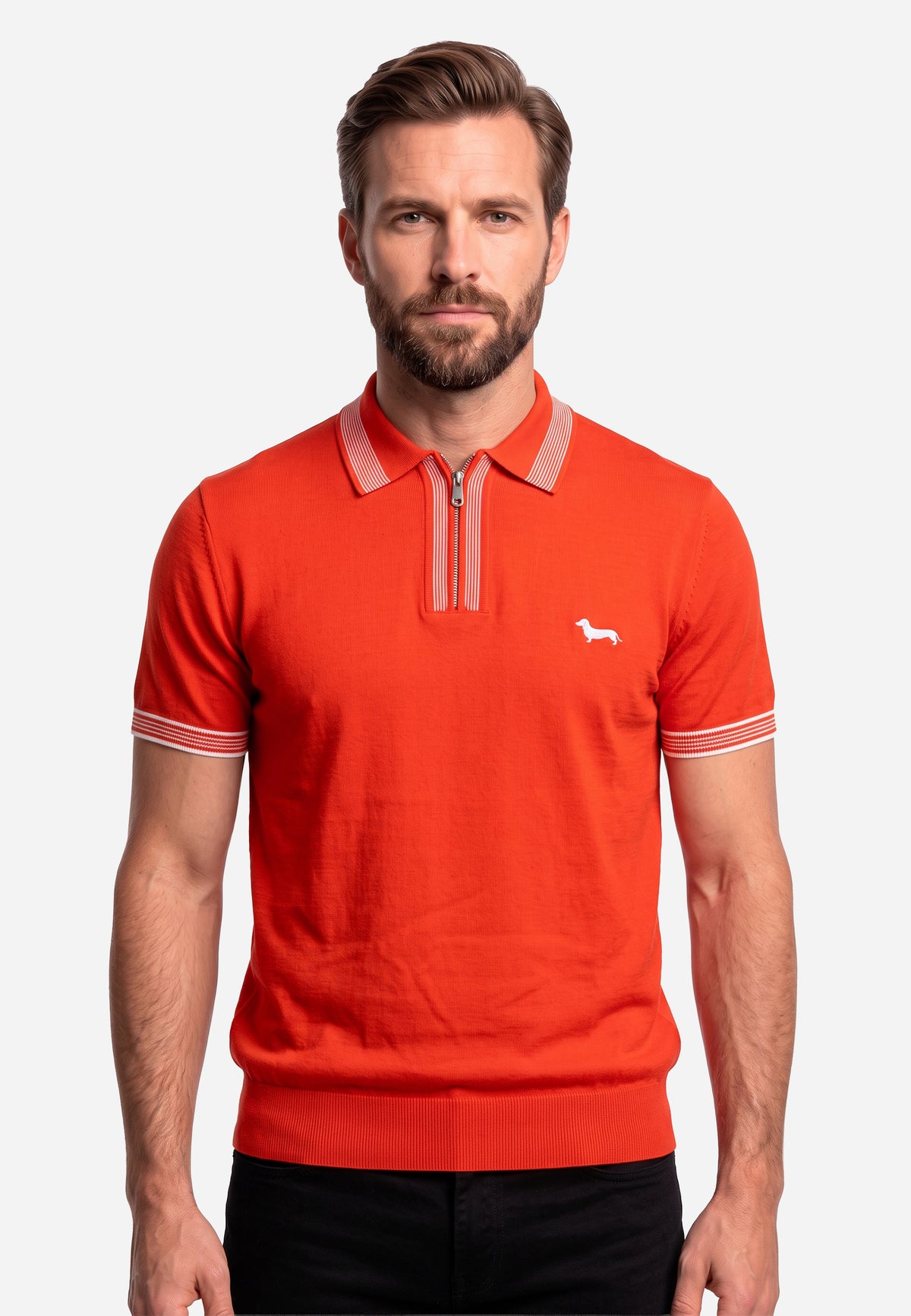 Polo De Punto Naranja Con Cremallera HYB.