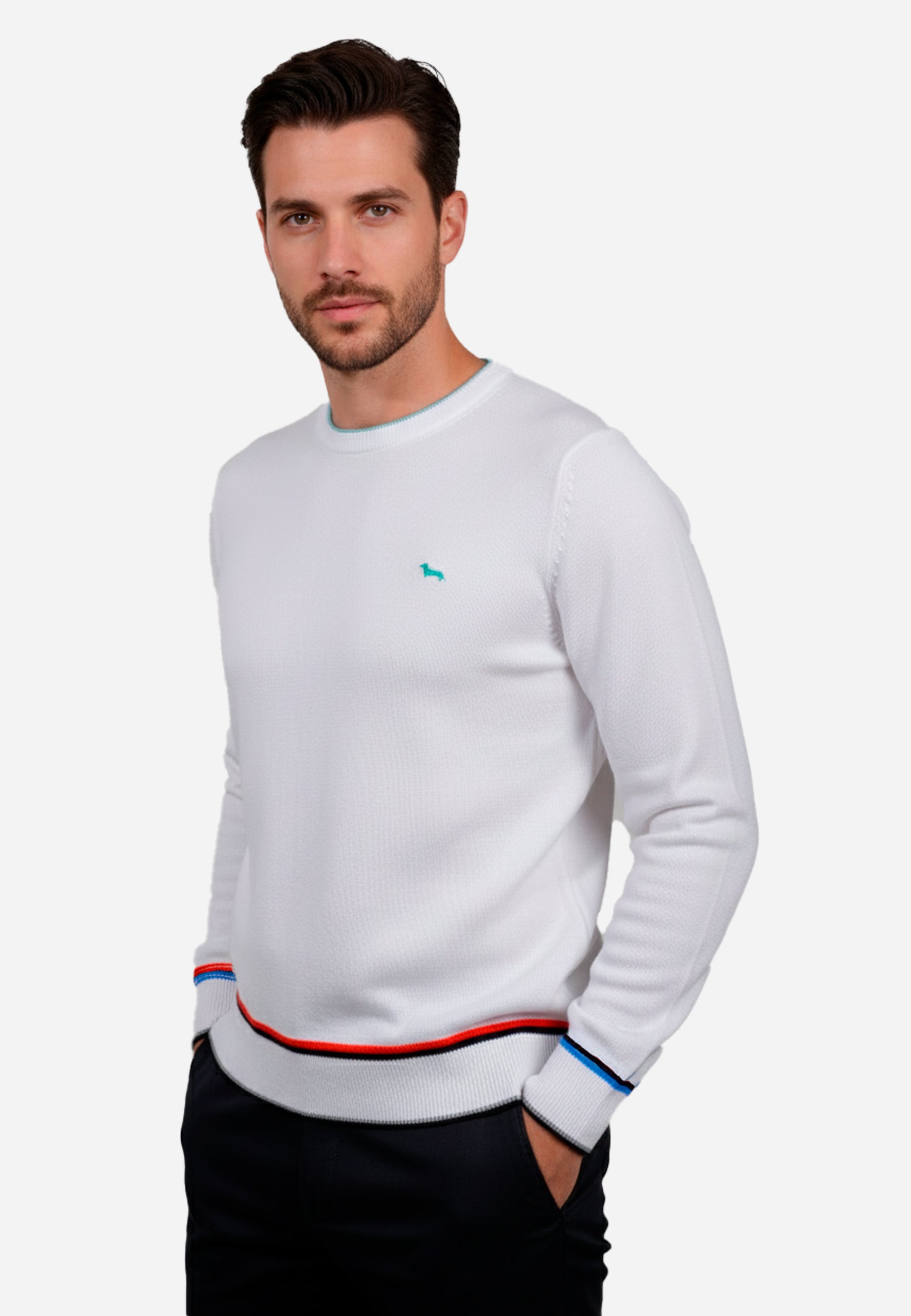 Sweater Clásico Blanco/Verde  H&B