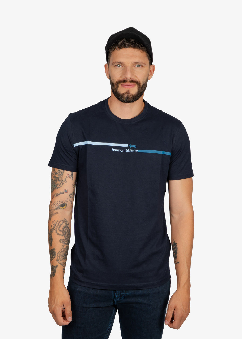 Camiseta Tshirt Azul Oscuro Rayas H&B