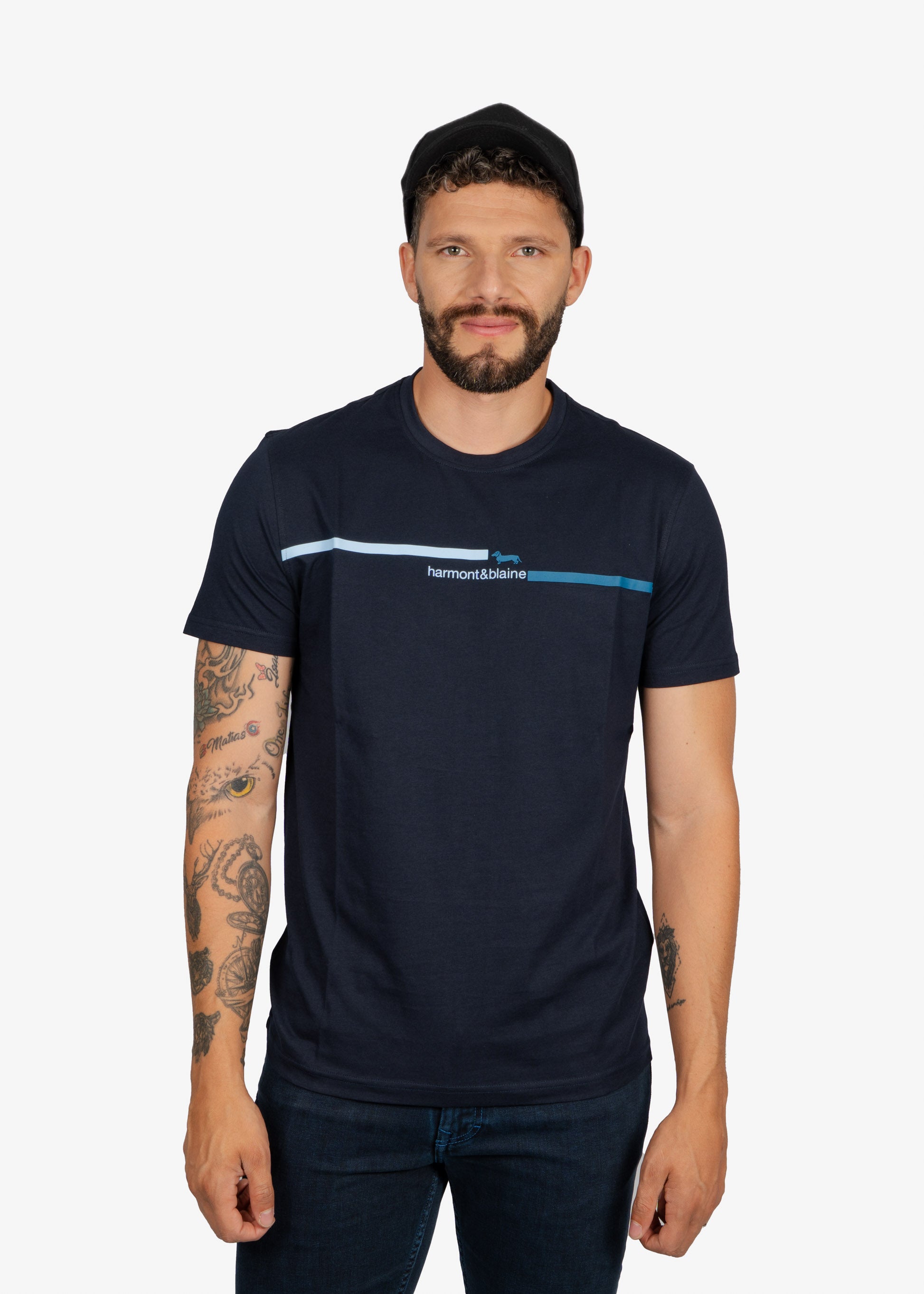Camiseta Tshirt Azul Oscuro Rayas H&B