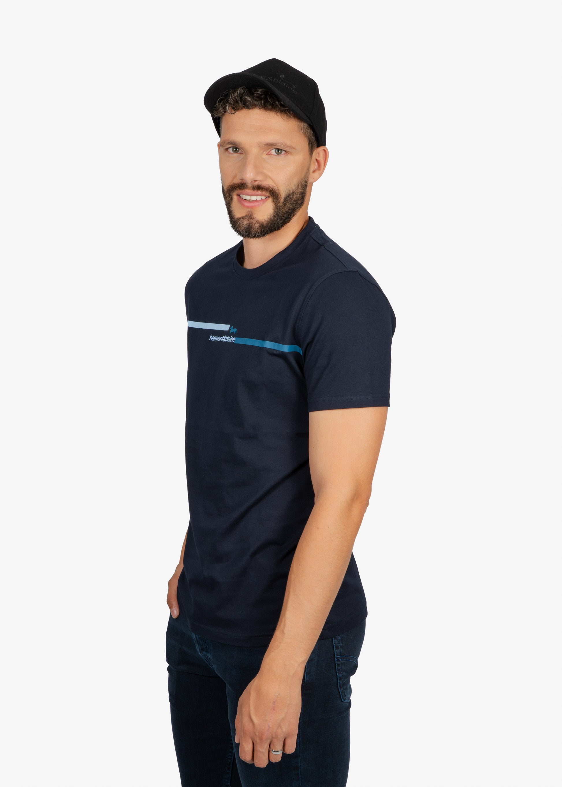 Camiseta Tshirt Azul Oscuro Rayas H&B