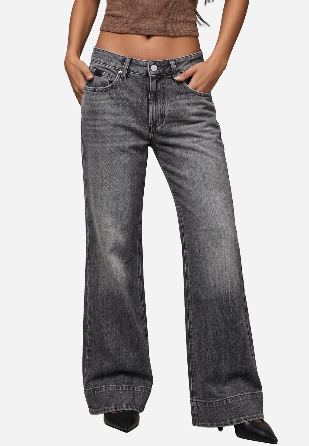 Jean Wide Leg en Denim Gris Desgastado J.C.