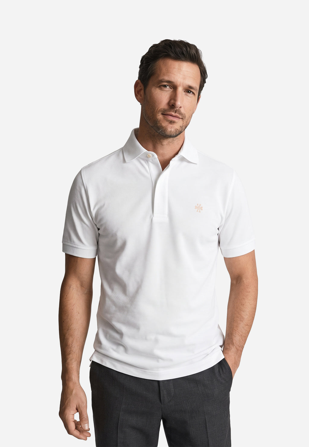 Camiseta Polo de Algodón Piqué Blanco J.C.