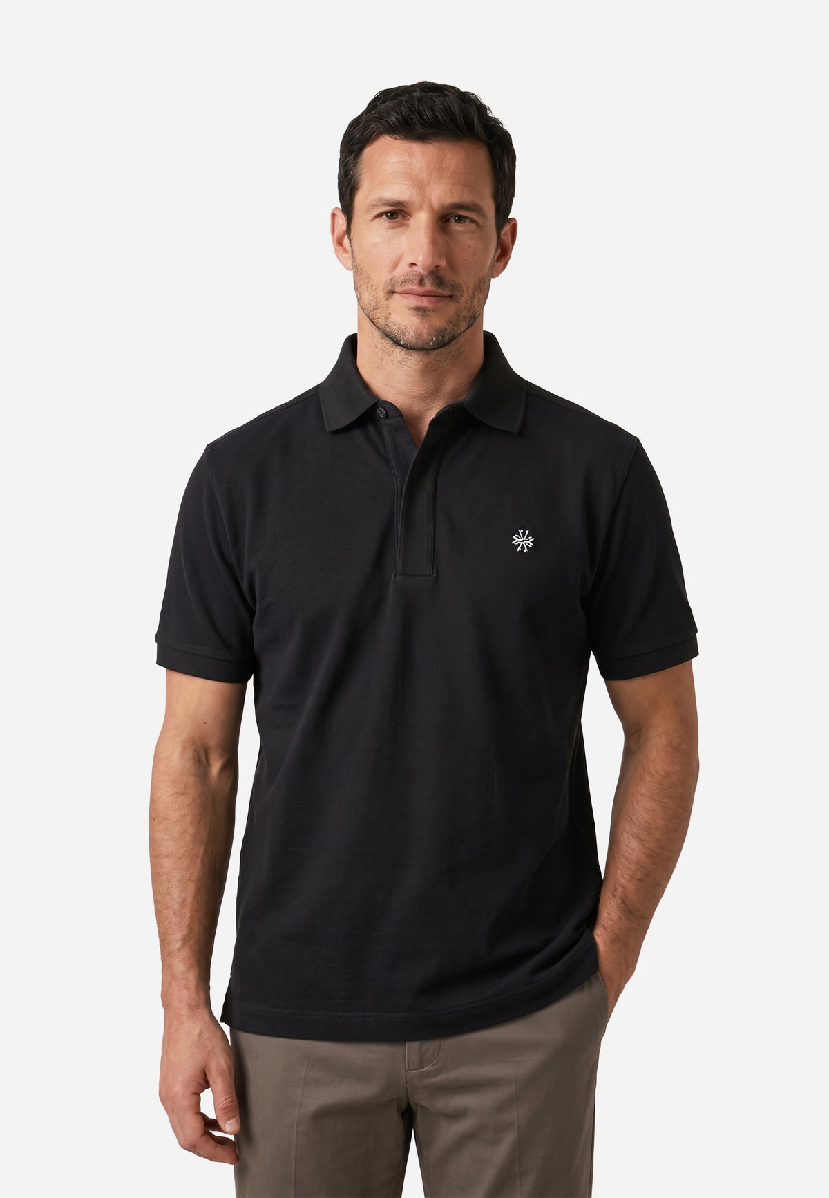 Camiseta Polo Piqué Azul Medio Logo Bordado J.C.