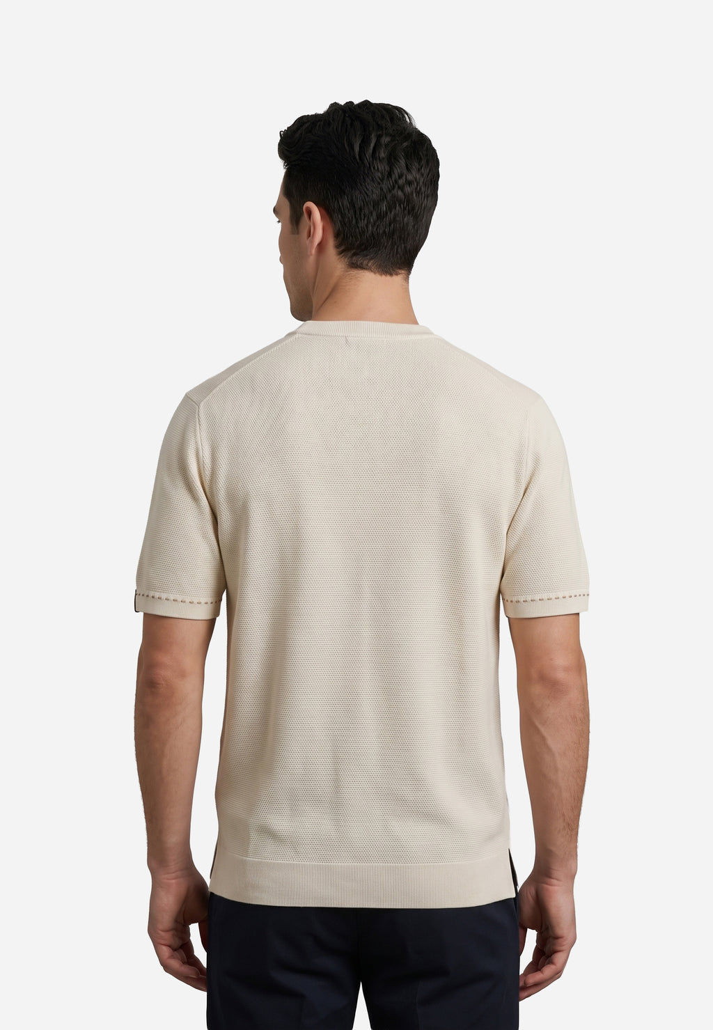 Camiseta T-Shirt Texturizada en Algodón Marfil J.C.