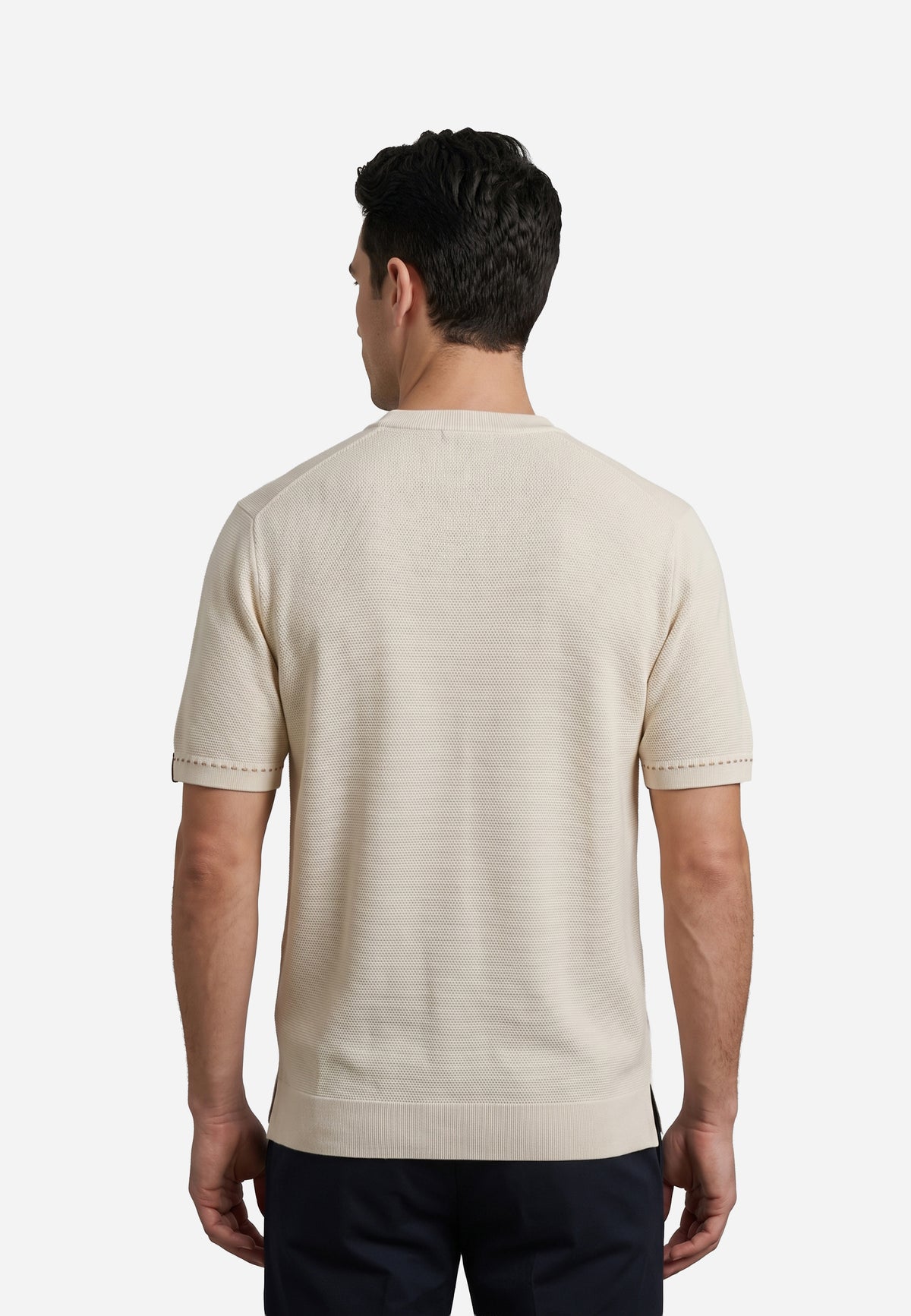 Camiseta T-Shirt Texturizada en Algodón Marfil J.C.