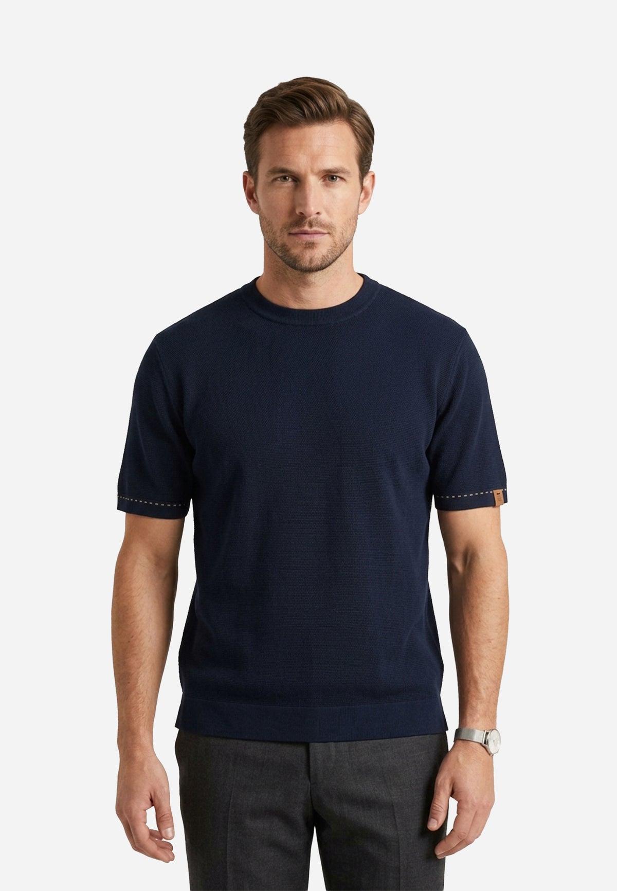 Camiseta T-Shirt Azul Marino en Algodón Premium J.C.