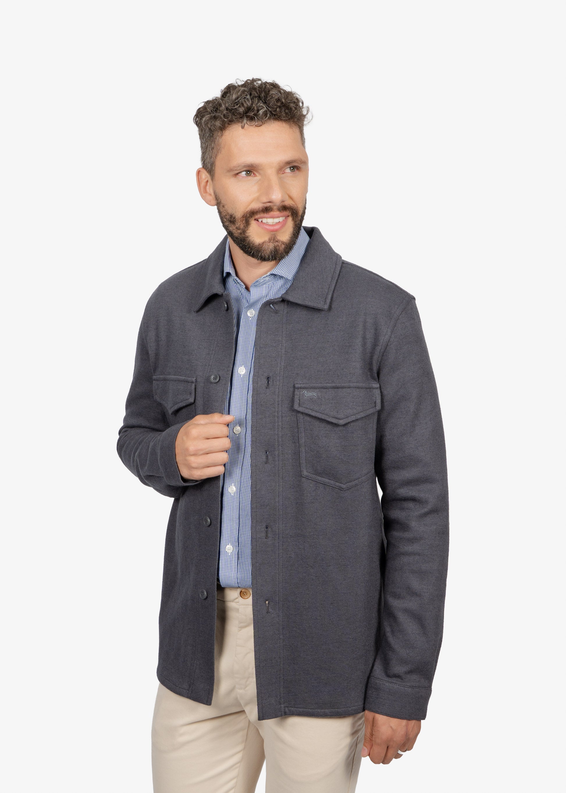 Chaqueta Gris en Lana y Algodón H&B