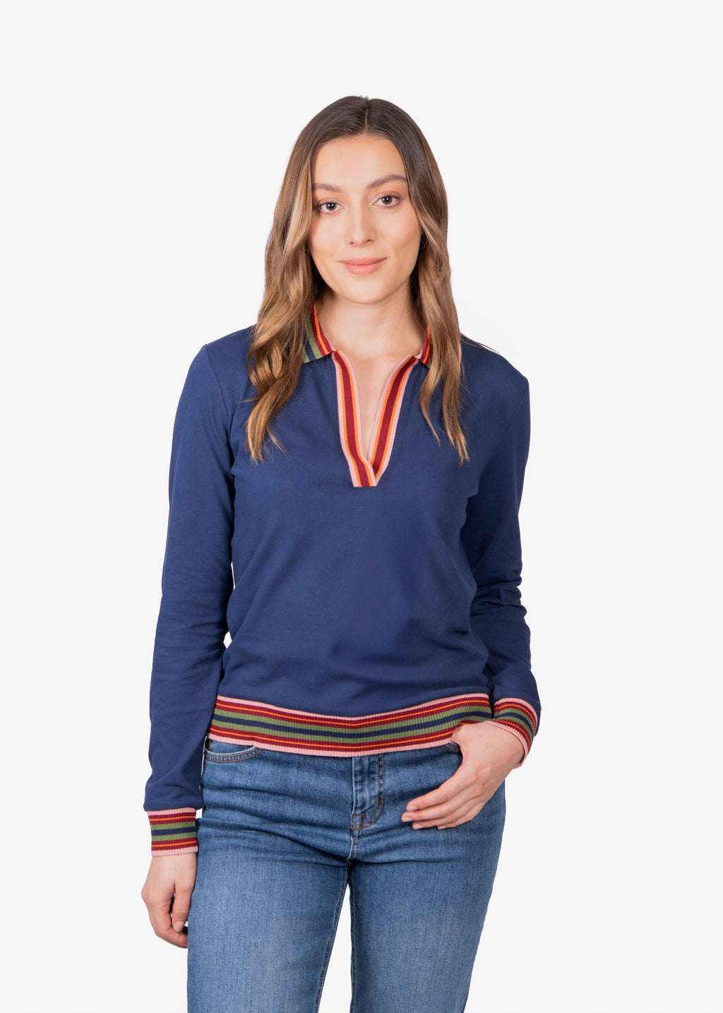 Camiseta Polo Dama Azul Algodón + EA H&B